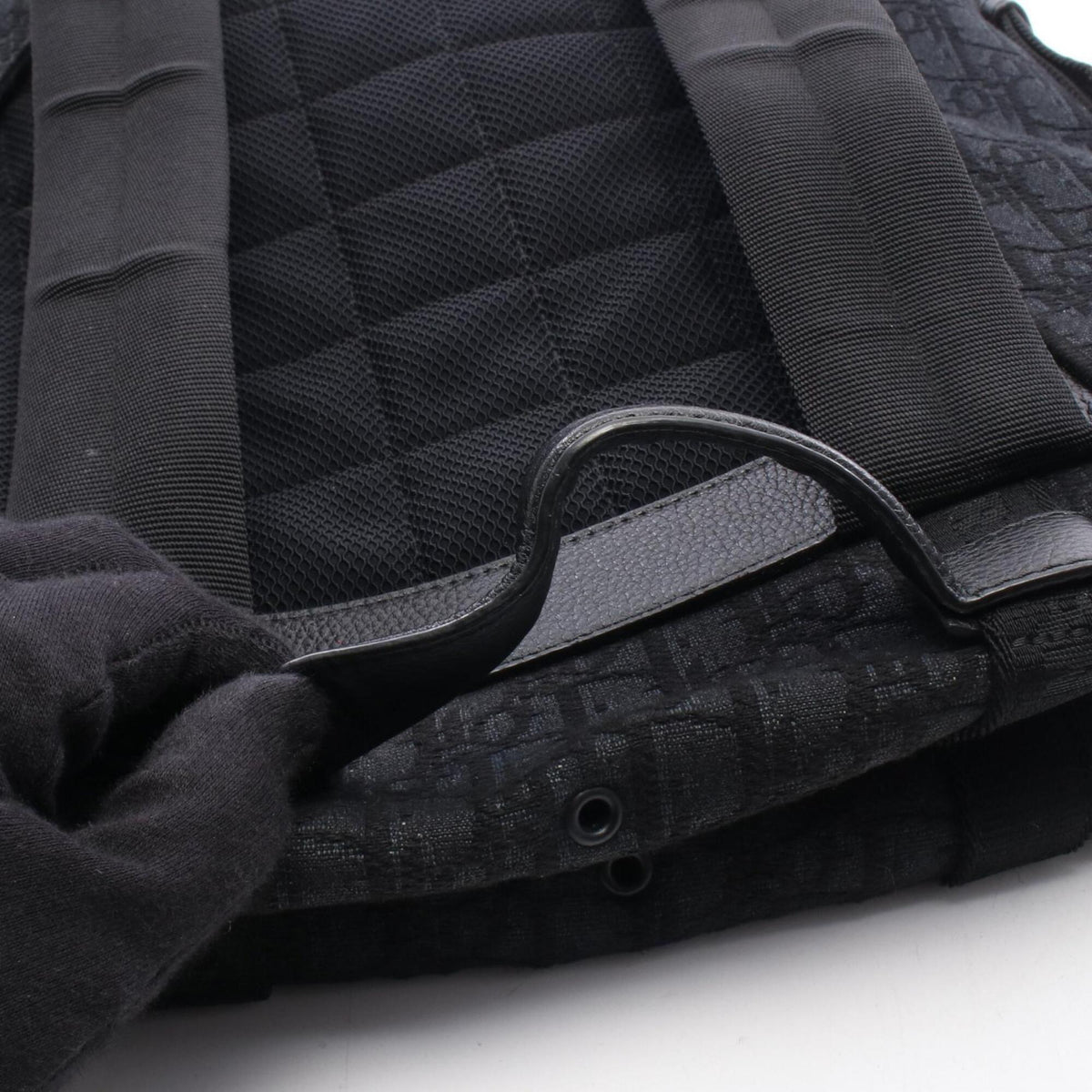 Christian Dior Black Canvas Leather Backpack Handbag (Pre-Owned)