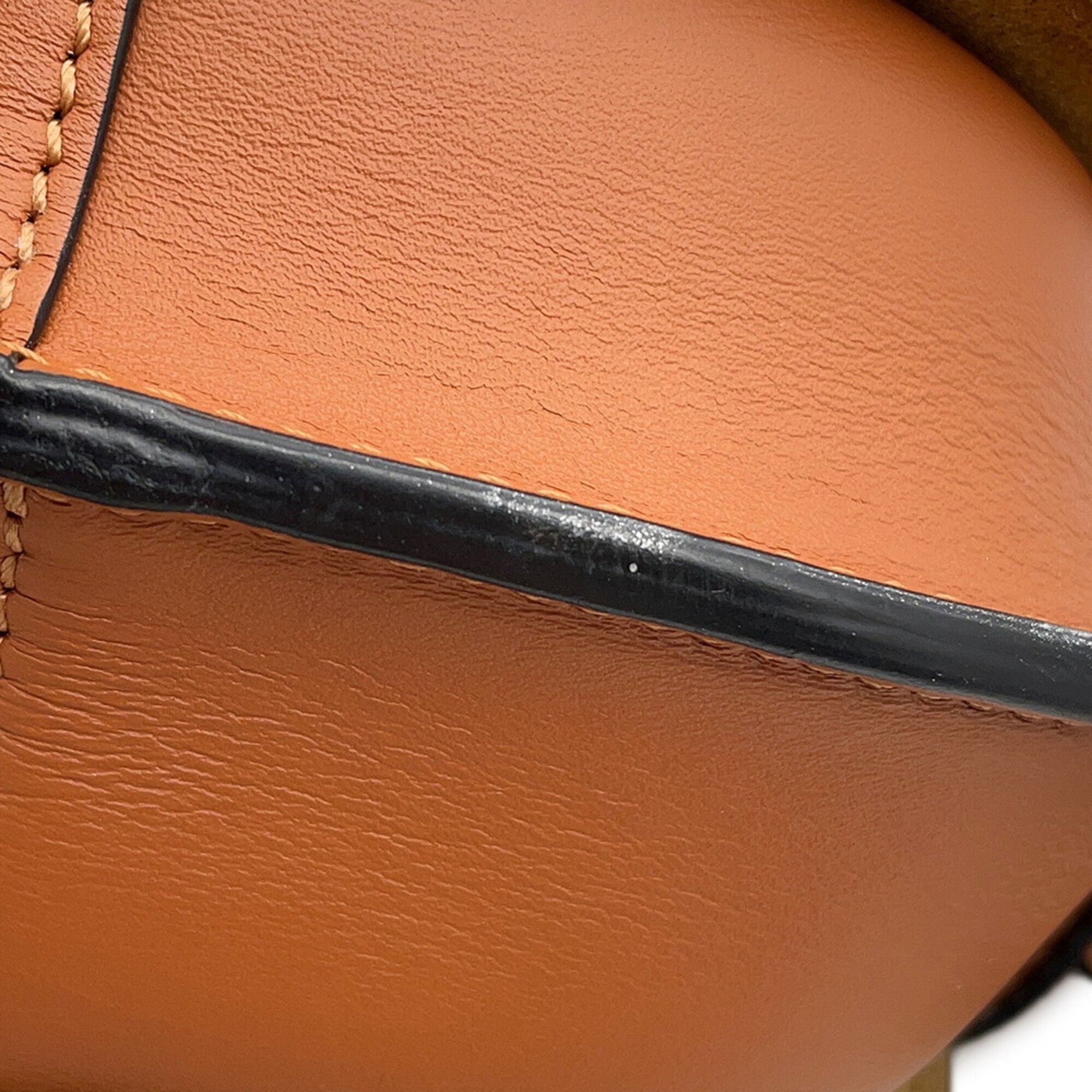 Loewe Brown Leather Canvas Handbag Shoulder Bag (Pre-Owned)