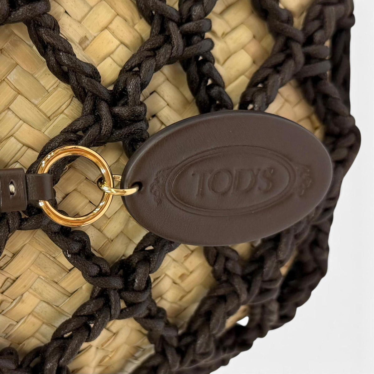Tod's Brown Raffia Leather Basket Pouch Tote Bag (Pre-Owned)