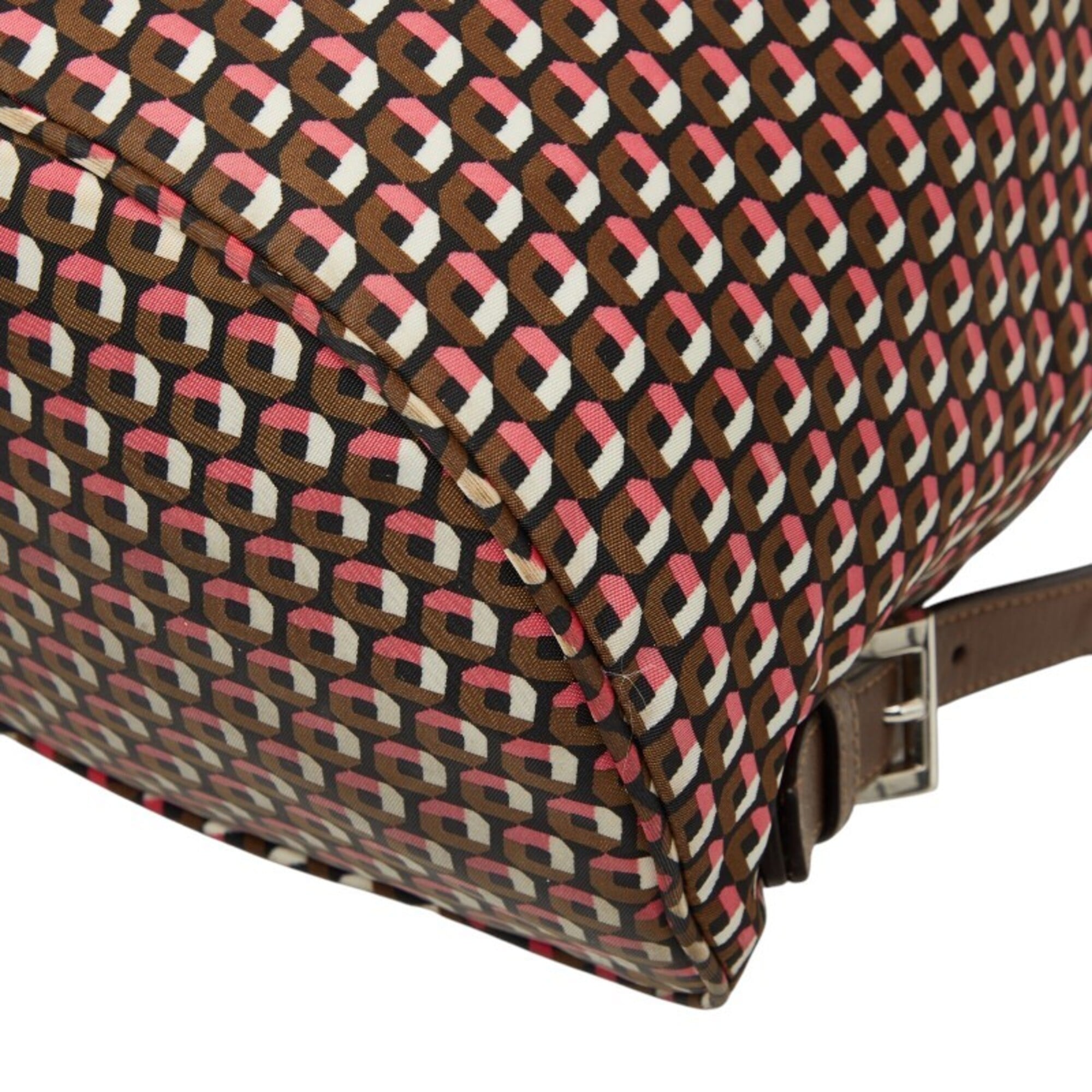 Prada Brown Pink Nylon Leather Backpack (Pre-Owned)