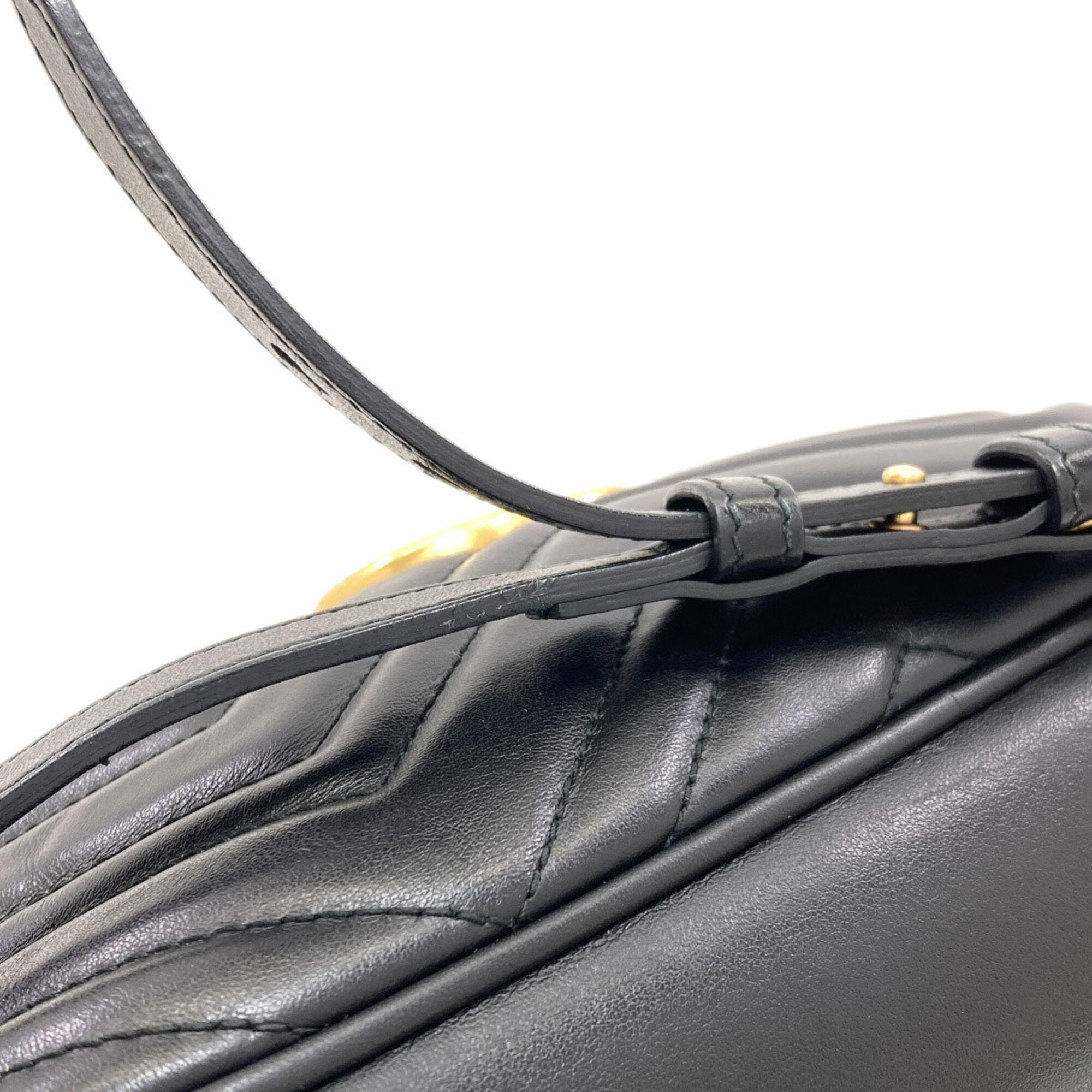 Gucci Gg Marmont Black Leather Shoulder Bag (Pre-Owned)