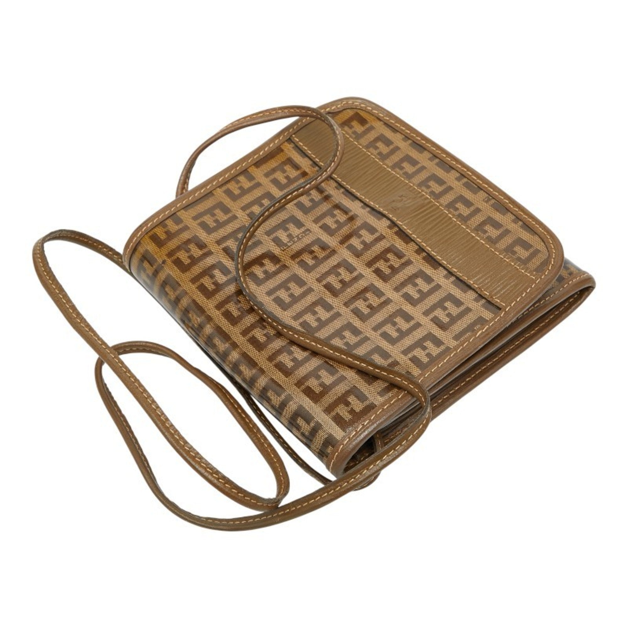 Fendi Brown Pvc Leather Shoulder Bag (Pre-Owned)
