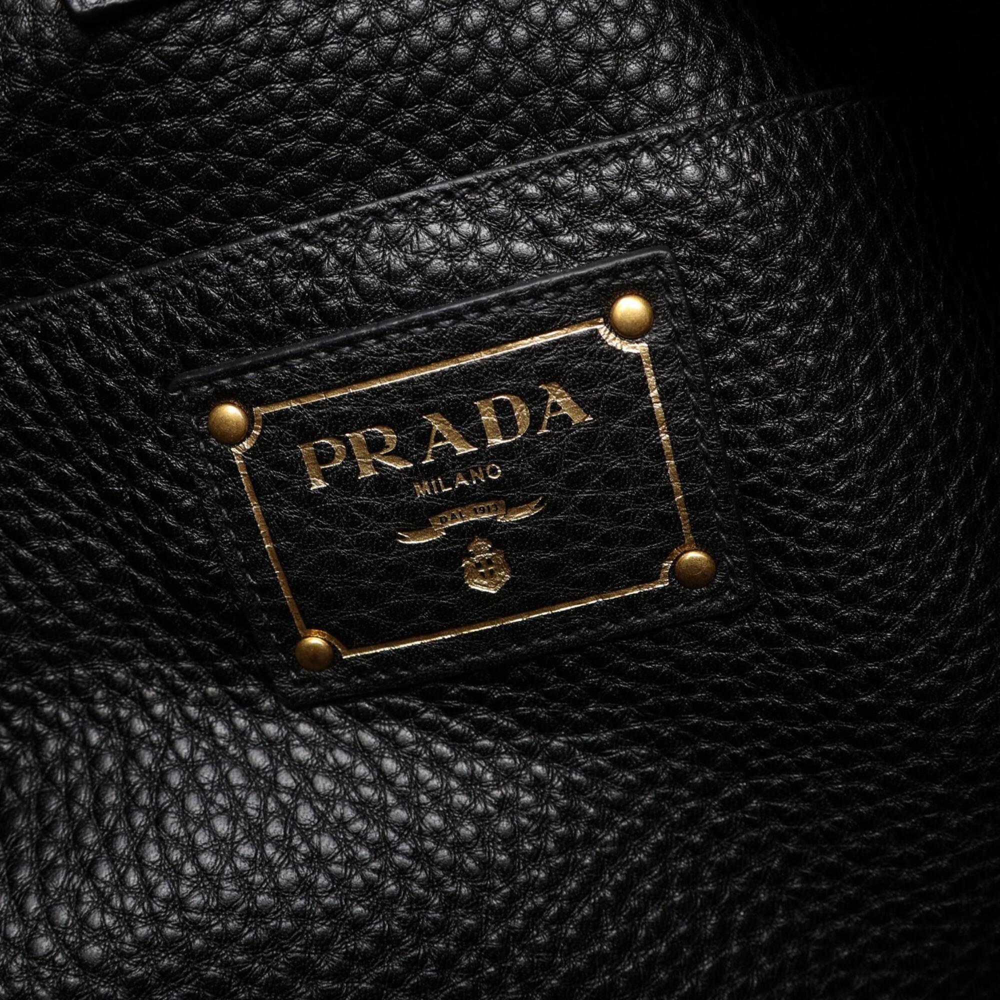Prada Black Leather Handbag Shoulder Bag (Pre-Owned)