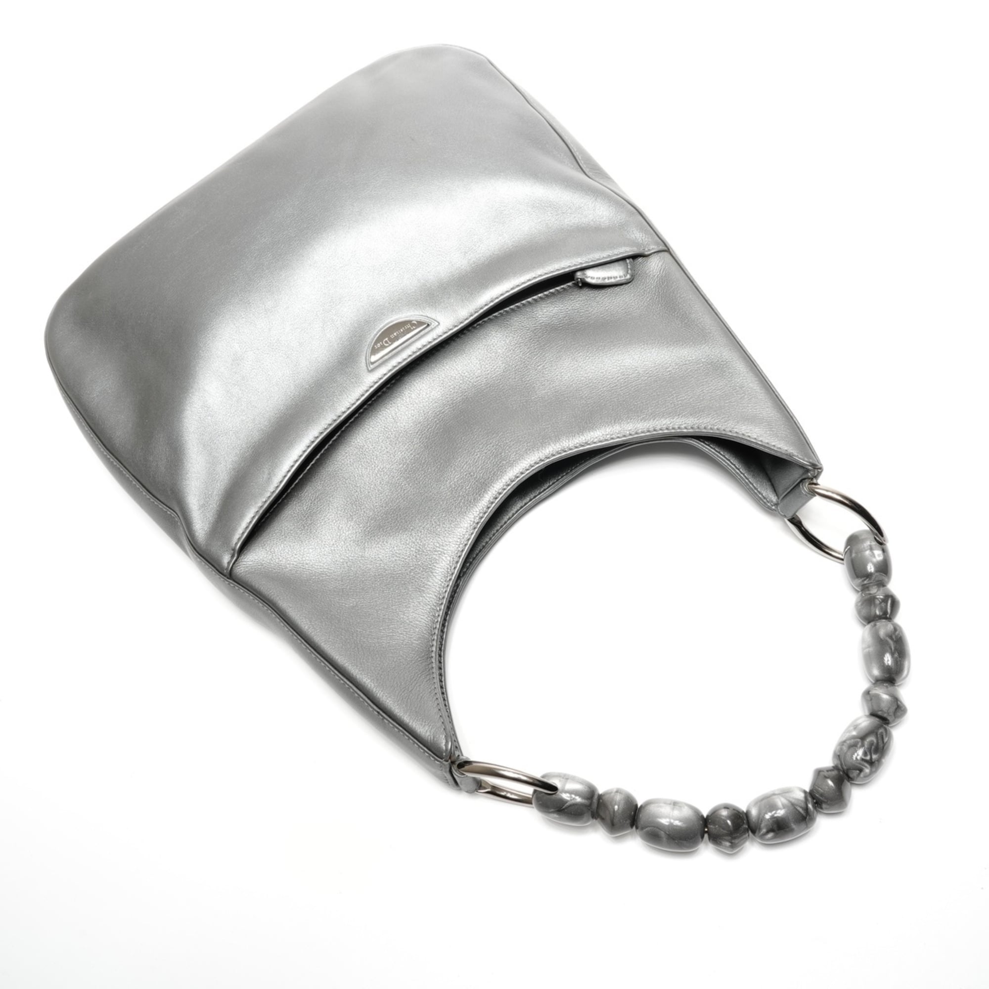 Christian Dior Gray Leather Shoulder Bag (Pre-Owned)