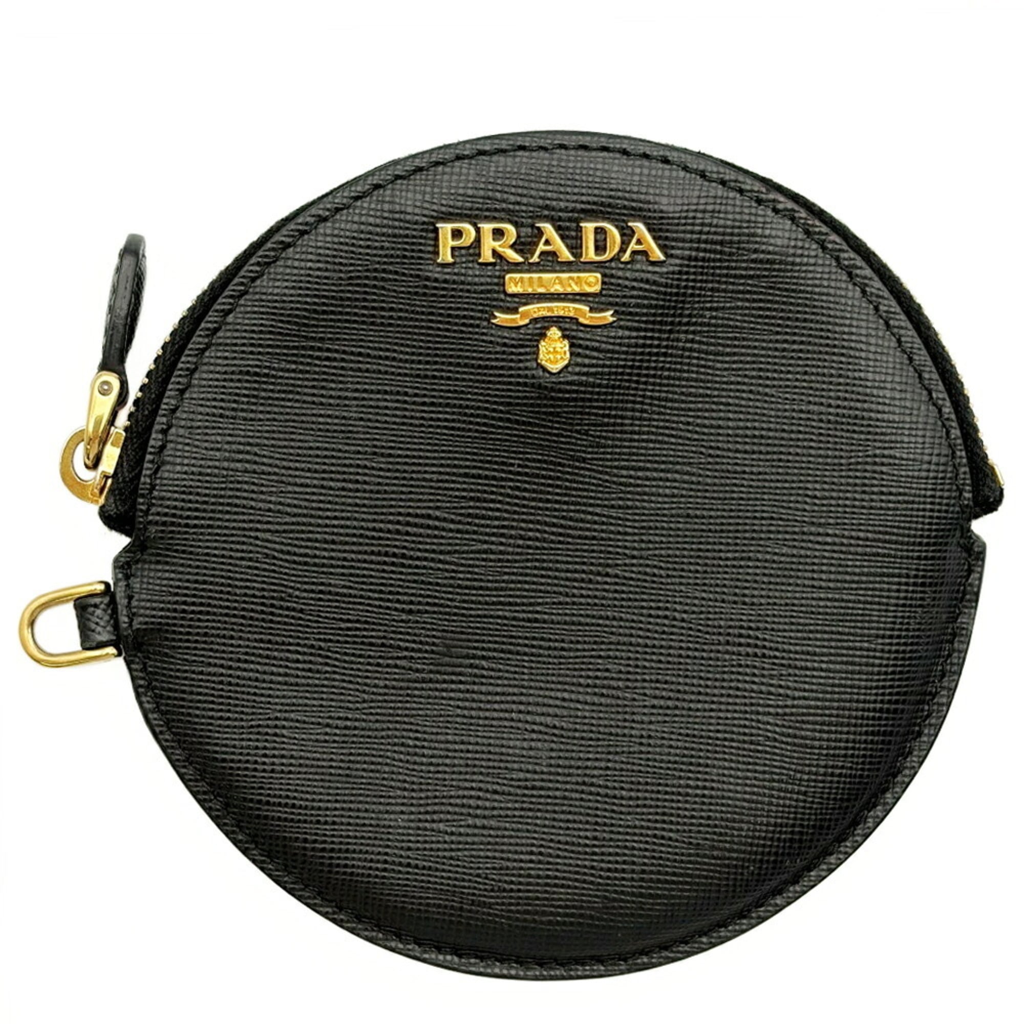 Prada Saffiano Black Nappa Leather Saffiano Coin Purse/Coin Case (Pre-Owned)