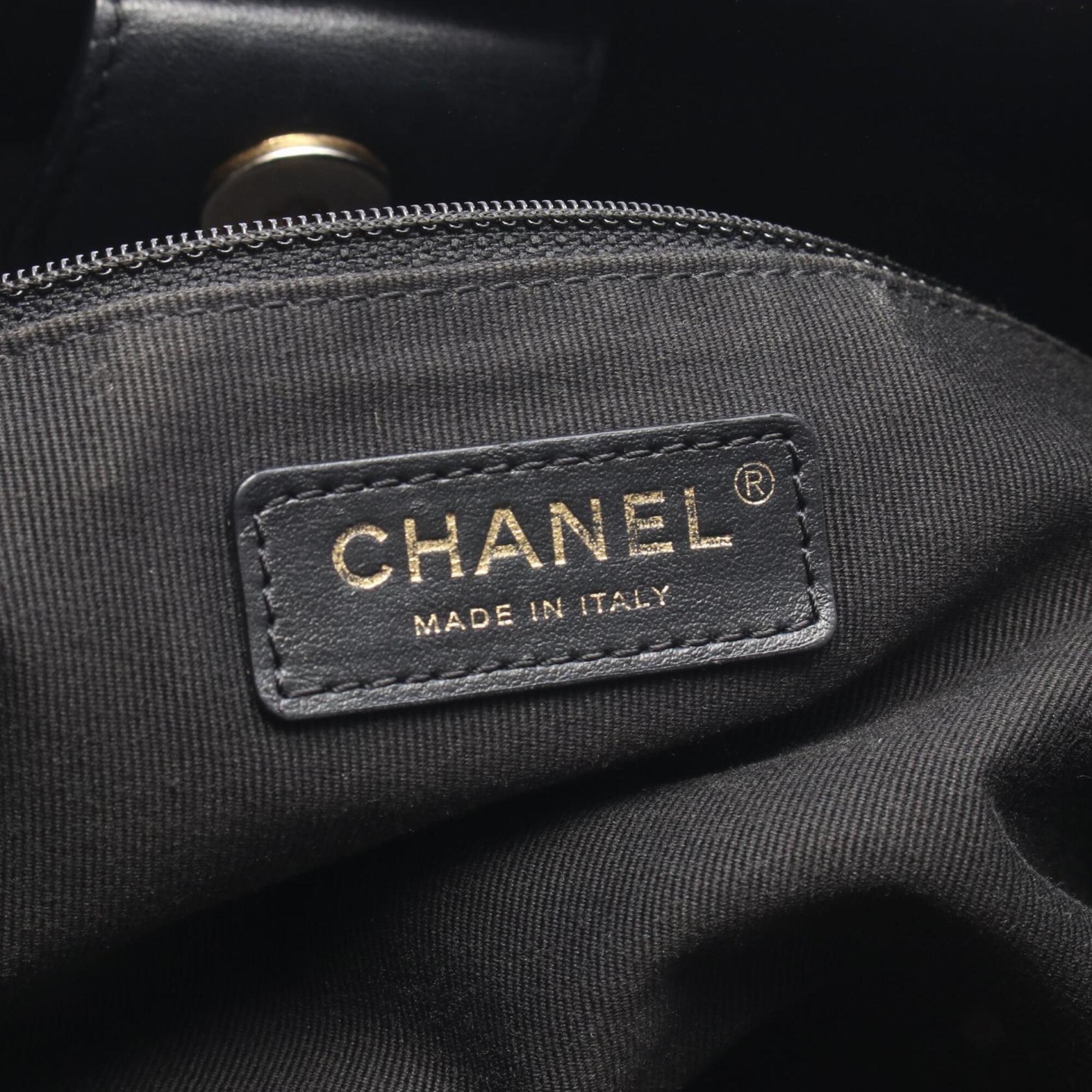 Chanel Black Fabric Leather Handbag Tote Bag (Pre-Owned)