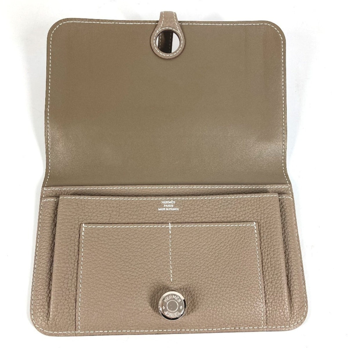 Hermes Etoupe Gray Gray Togo Leather Long Wallet (Bi-Fold) (Pre-Owned)