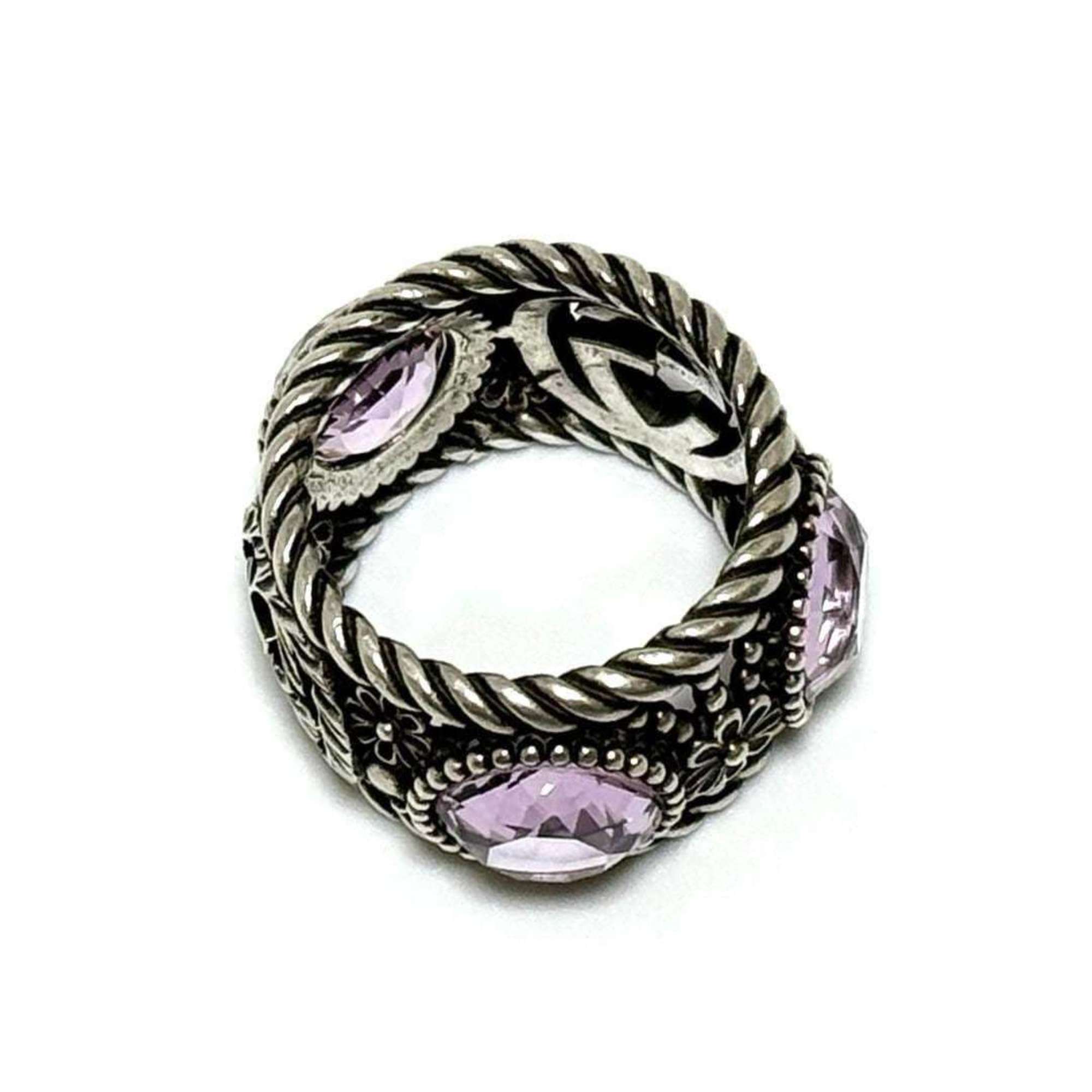 Gucci Silver Rhinestone Silver 925 Band Ring (Pre-Owned)