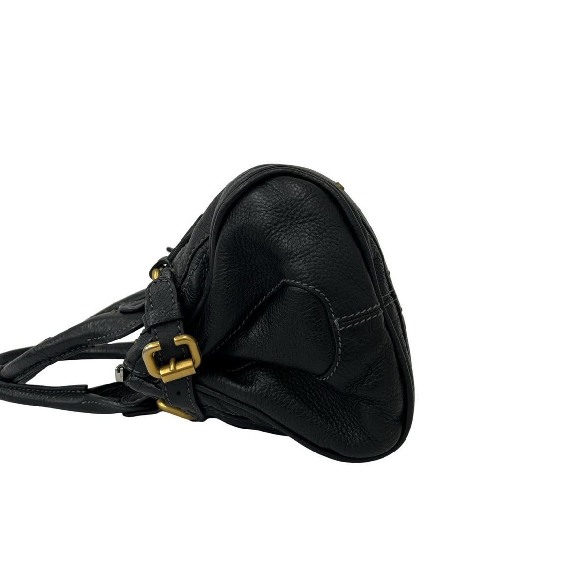 Chloé Black Leather Boston Bag Handbag Tote Bag (Pre-Owned)