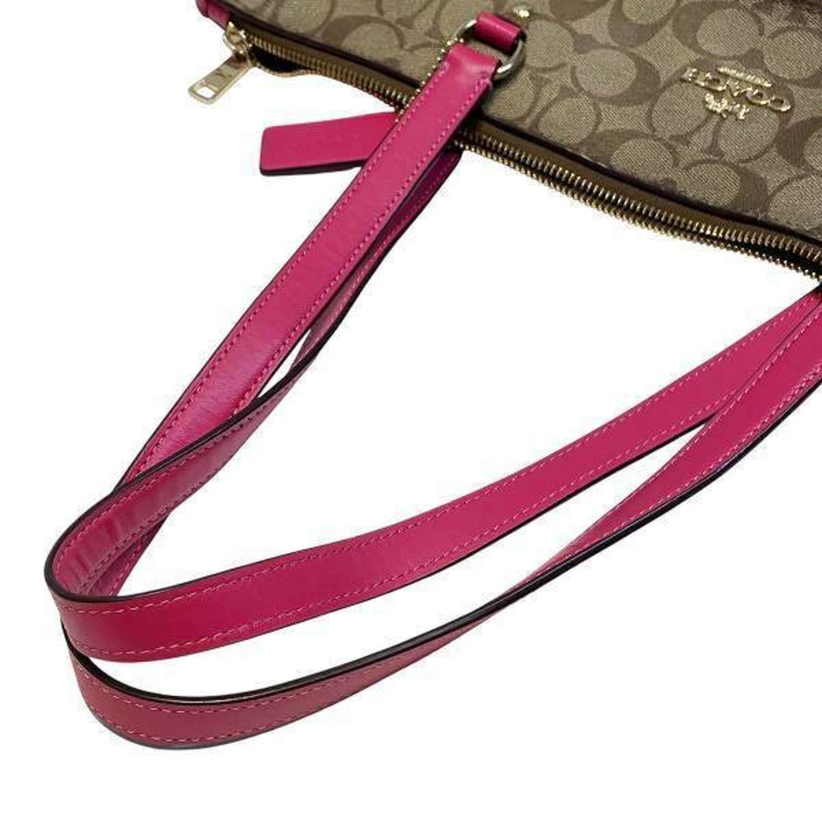 Coach Beige Pink Pvc Leather Handbag Shoulder Bag Tote Bag (Pre-Owned)