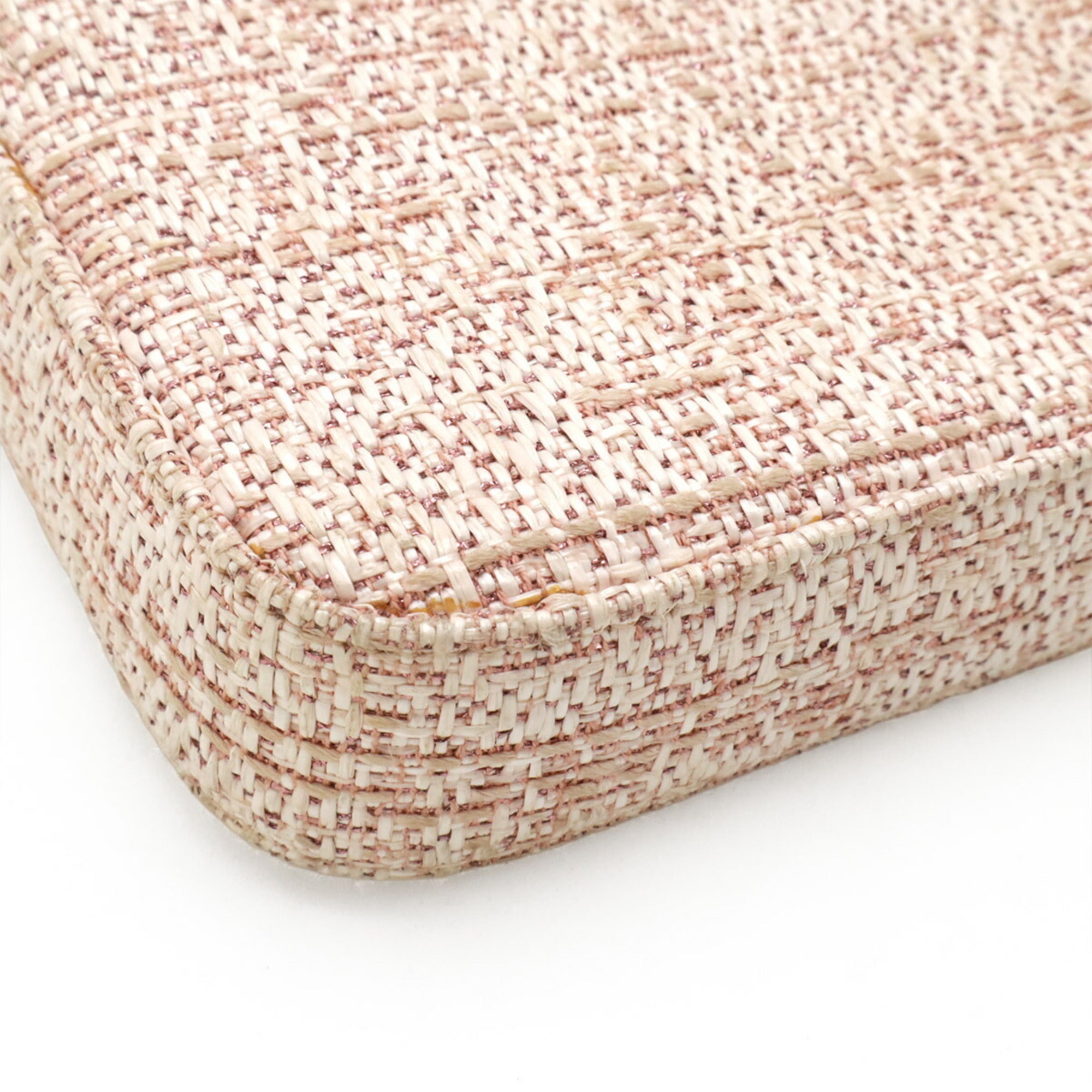 Chanel Pink Leather Raffia Chain/Shoulder Wallet (Pre-Owned)