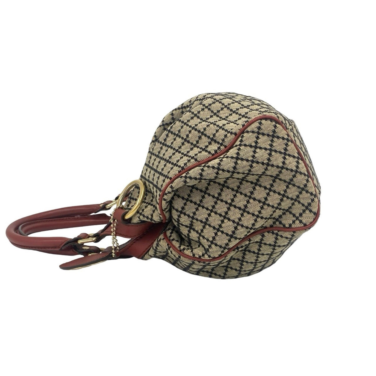 Gucci Beige Red Color Canvas Leather Handbag Tote Bag (Pre-Owned)