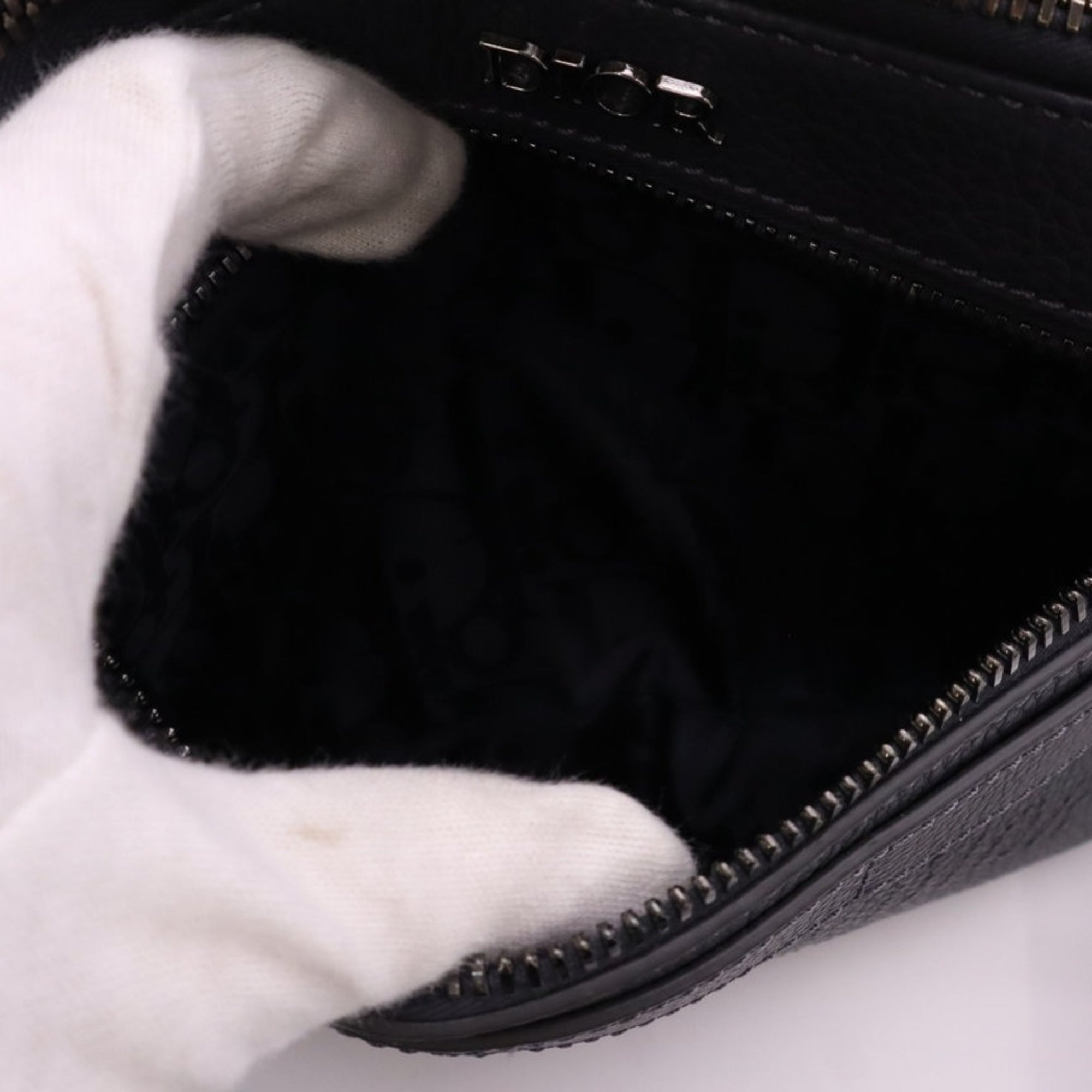 Christian Dior Gray Leather Messenger Bag Shoulder Bag (Pre-Owned)