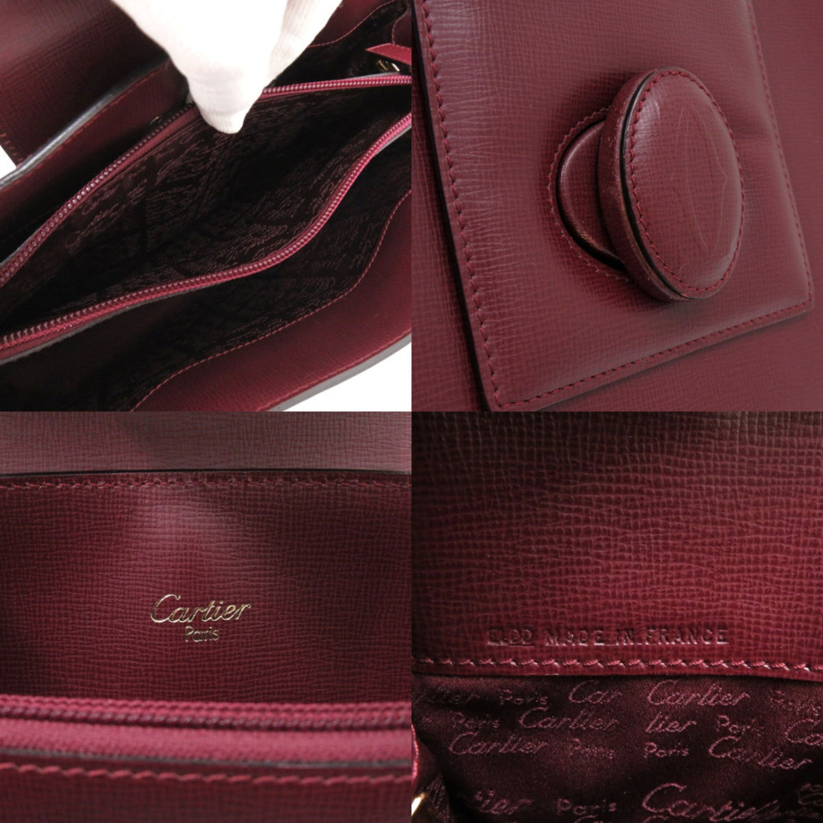 Cartier Bordeaux Red Color Leather Shoulder Bag (Pre-Owned)