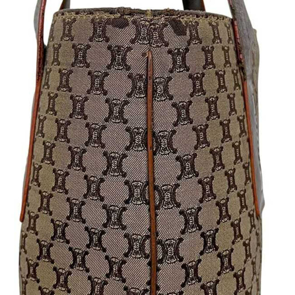 Celine Beige Brown Nylon Leather Tote Bag (Pre-Owned)