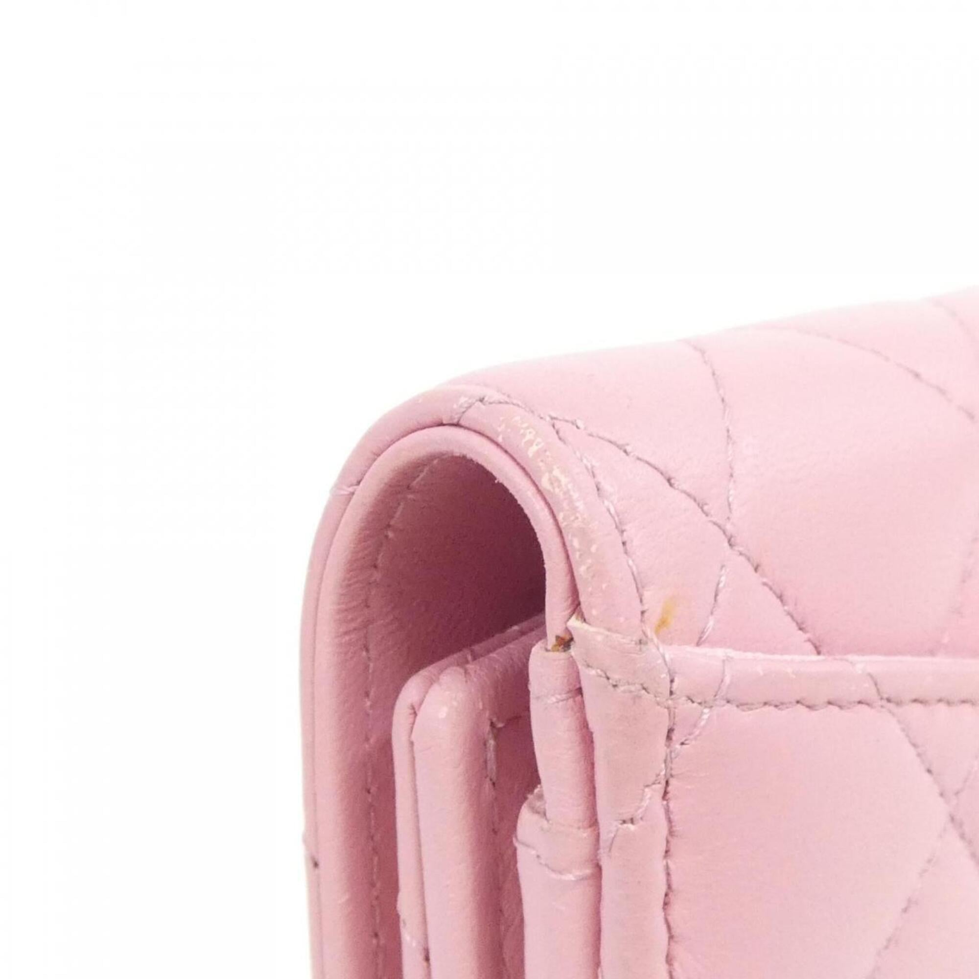 Chanel Pink Leather Wallet (Tri-Fold) (Pre-Owned)
