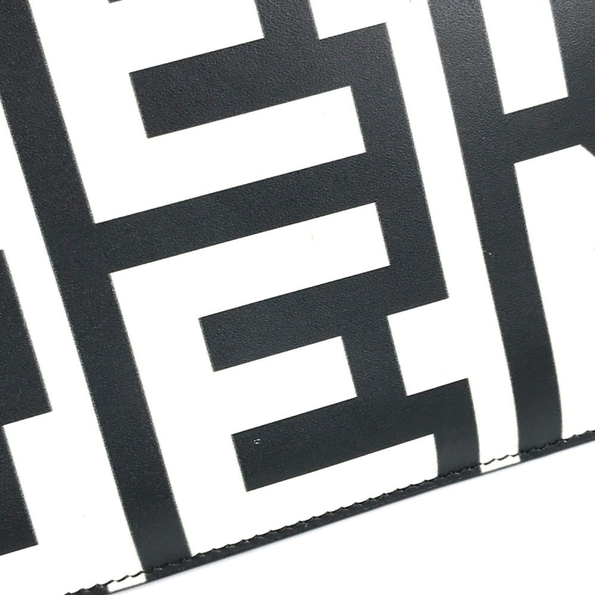 Fendi Black White Leather Clutch Bag Handbag Pouch (Pre-Owned)