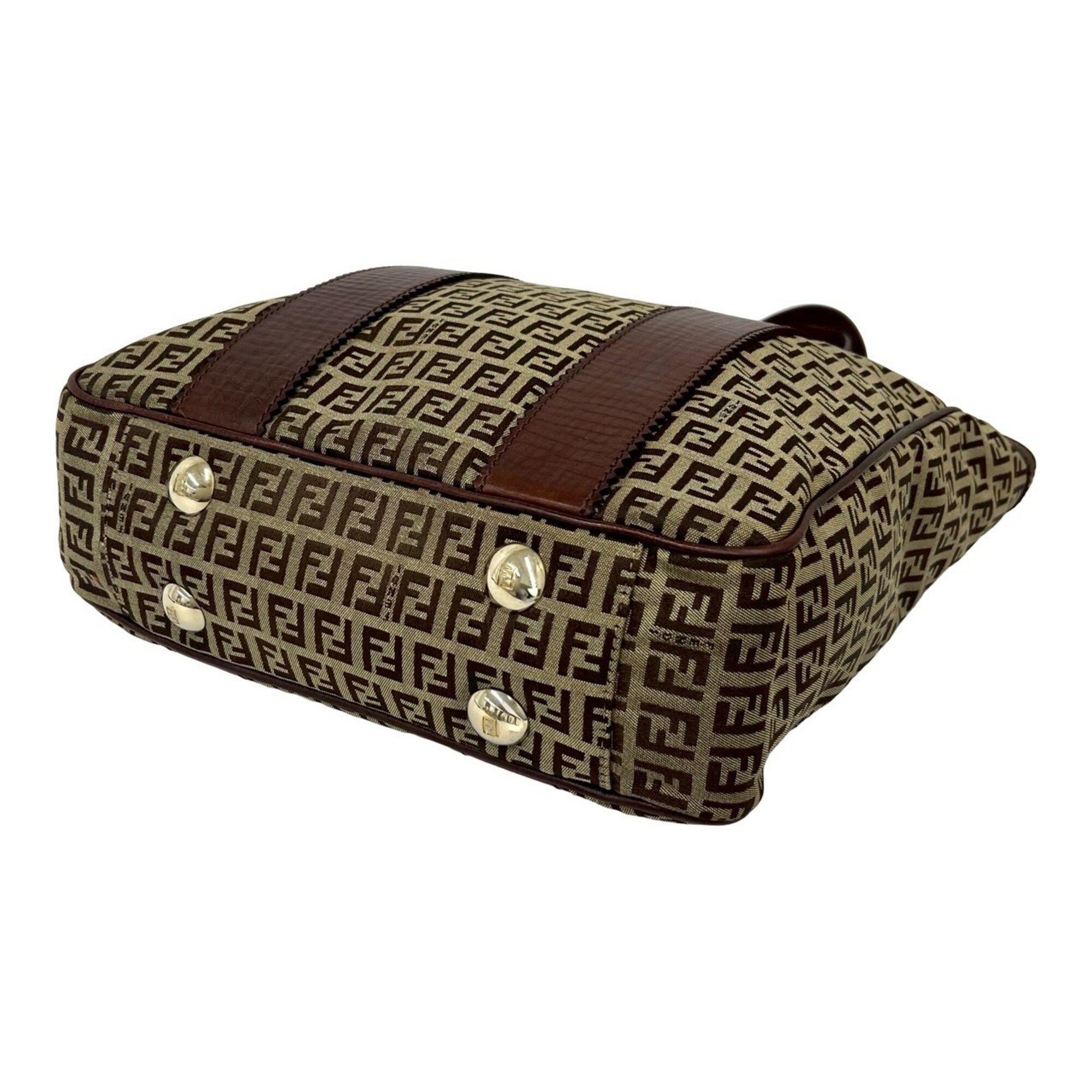 Fendi Brown Canvas Leather Handbag Tote Bag (Pre-Owned)