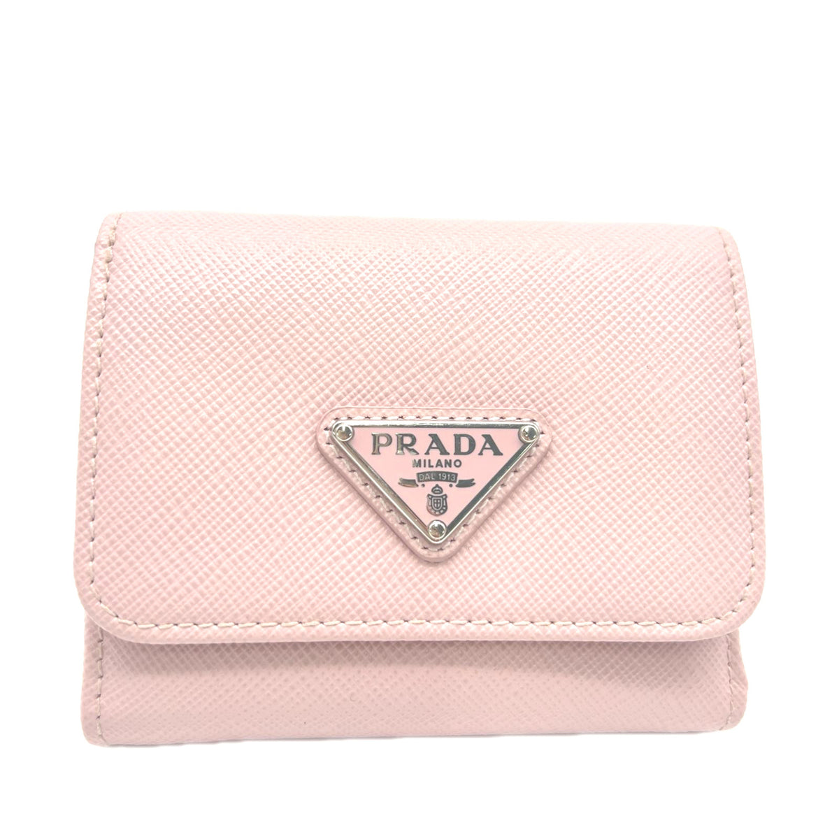 Prada Pink Saffiano Triangle Wallet (Tri-Fold) (Pre-Owned)