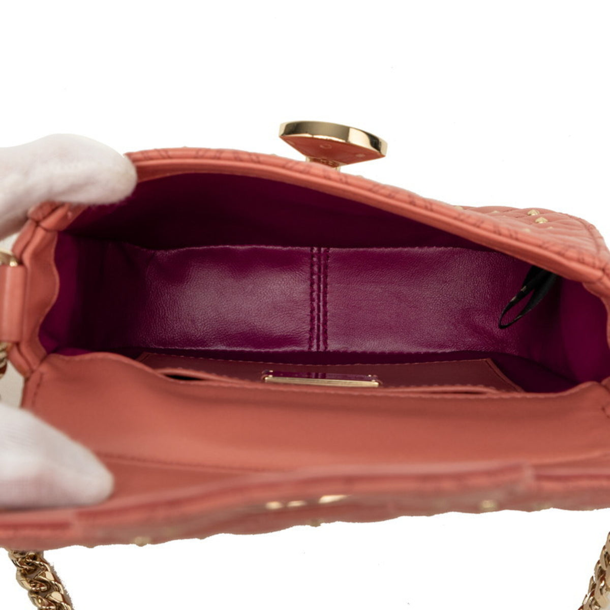Bvlgari Pink Leather Metal Shoulder Bag (Pre-Owned)