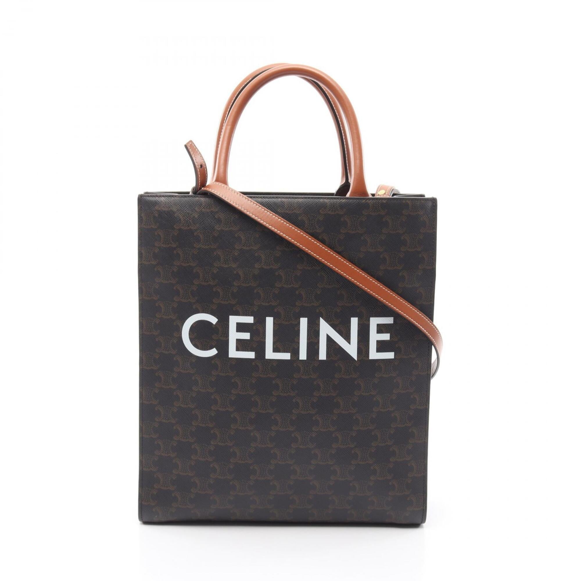 Celine Black Brown Pvc Coated Canvas Leather Tote Bag (Pre-Owned)