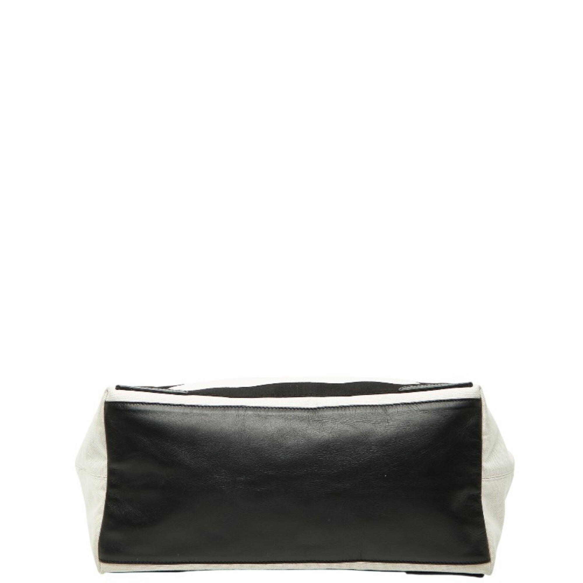 Balenciaga Black White Canvas Leather Handbag Tote Bag (Pre-Owned)