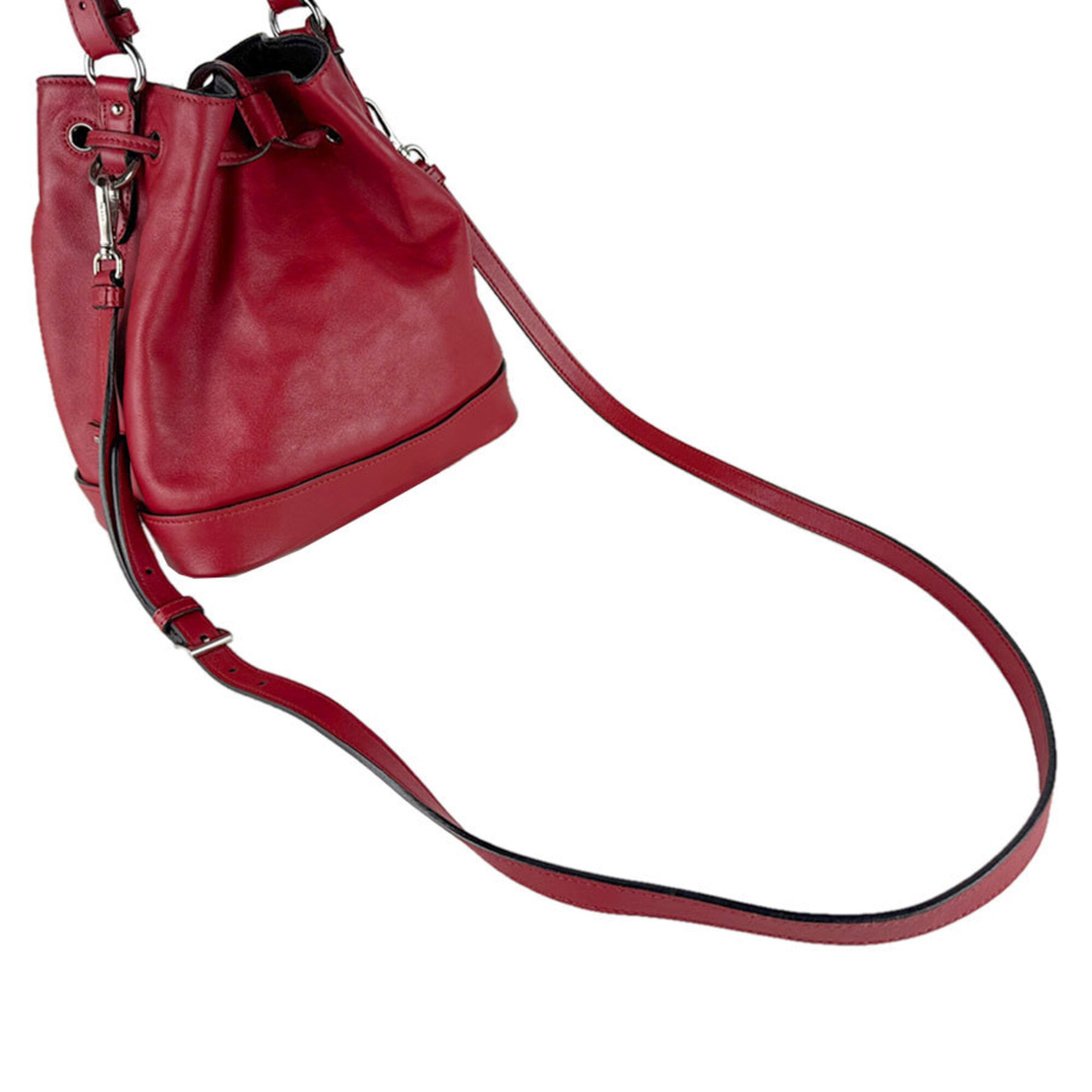 Prada Red Color Leather Shoulder Bag (Pre-Owned)