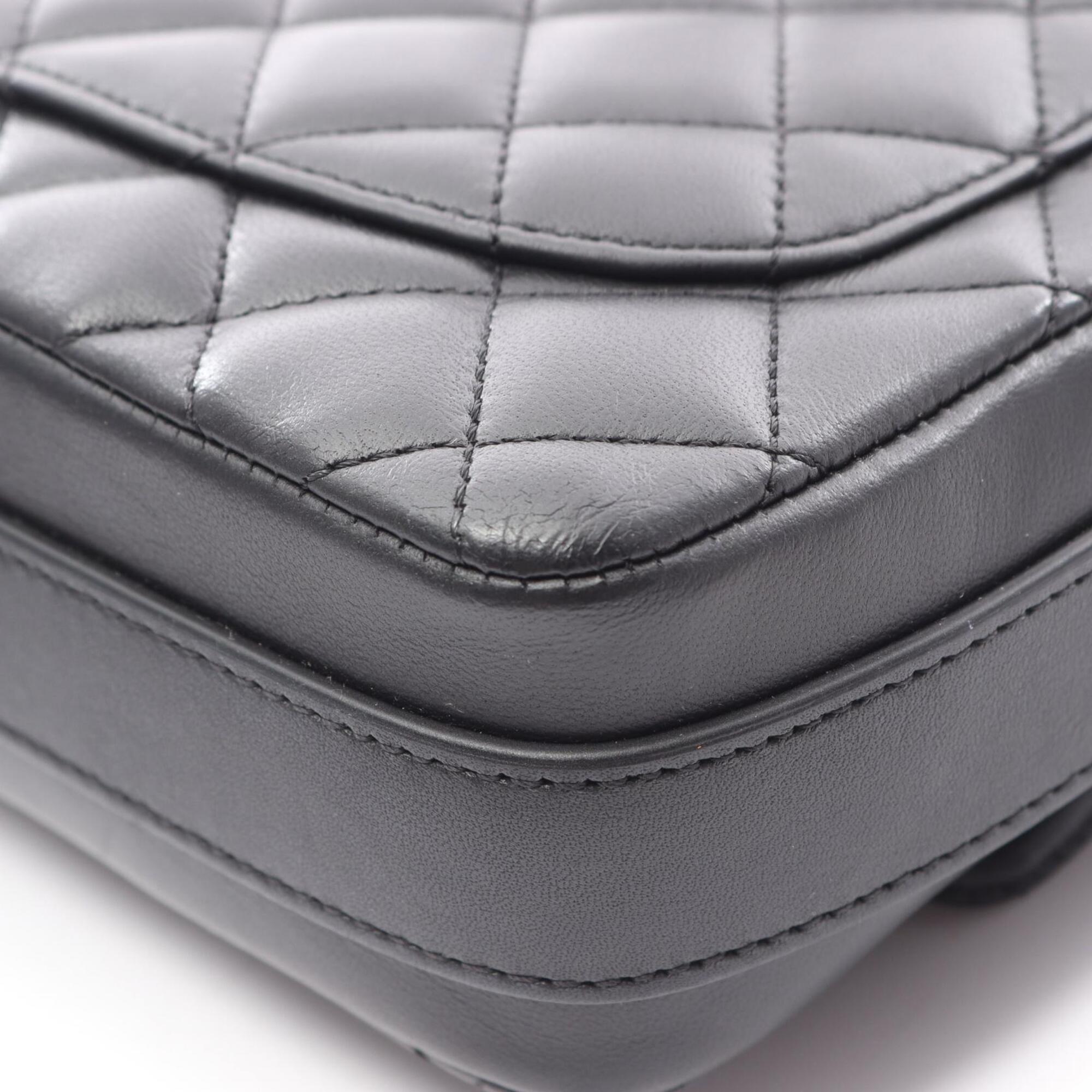 Chanel Black Leather Handbag Shoulder Bag (Pre-Owned)