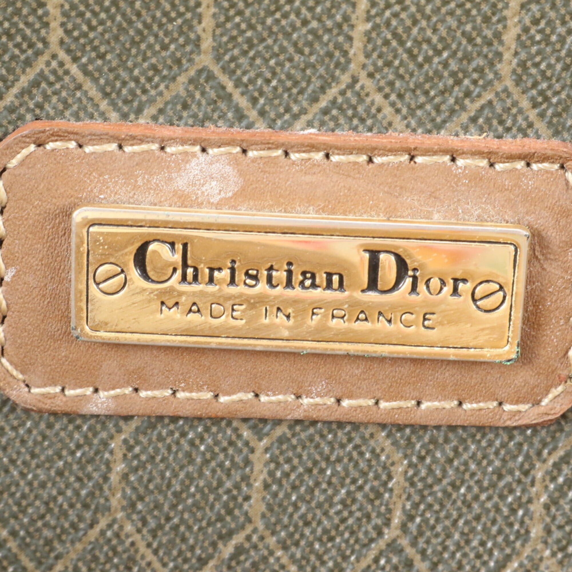 Christian Dior Brown Leather Coated Canvas Handbag Tote Bag (Pre-Owned)