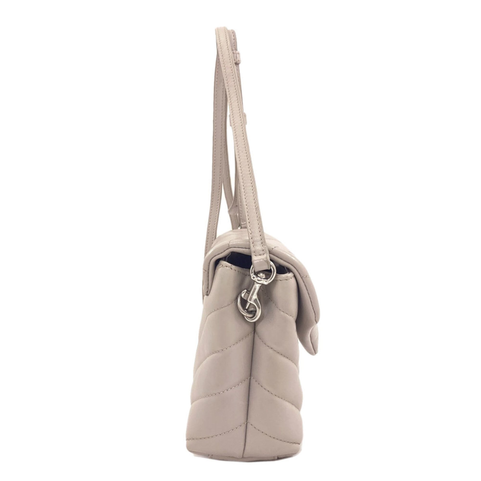 Yves Saint Laurent Light Gray Leather Shoulder Bag (Pre-Owned)