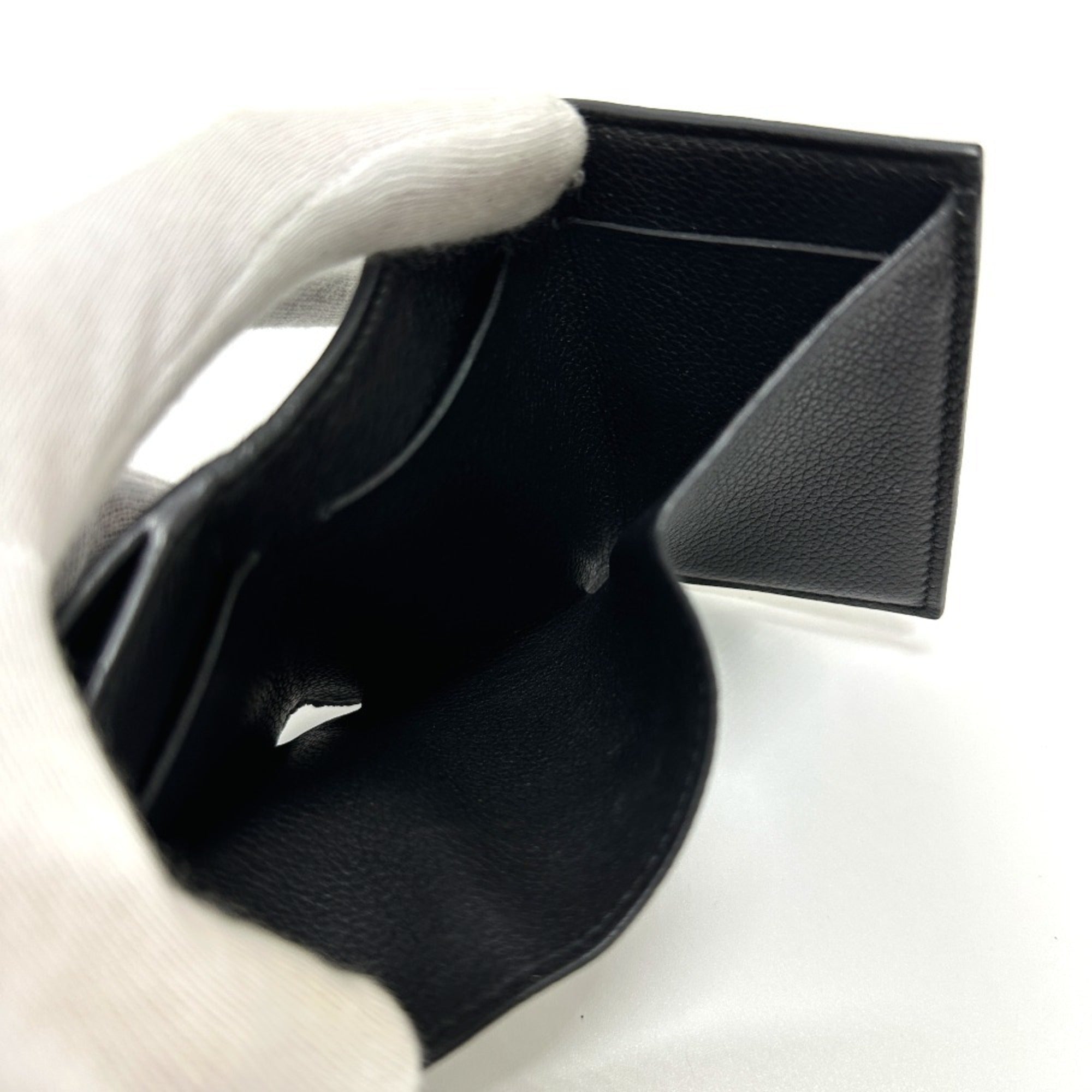 Louis Vuitton Black Leather Wallet (Tri-Fold) (Pre-Owned)