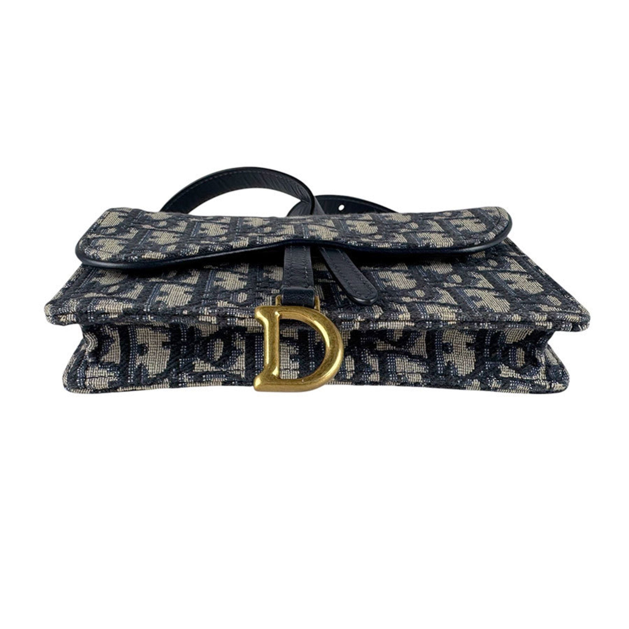 Christian Dior Navy Canvas Leather Sling Bag (Pre-Owned)