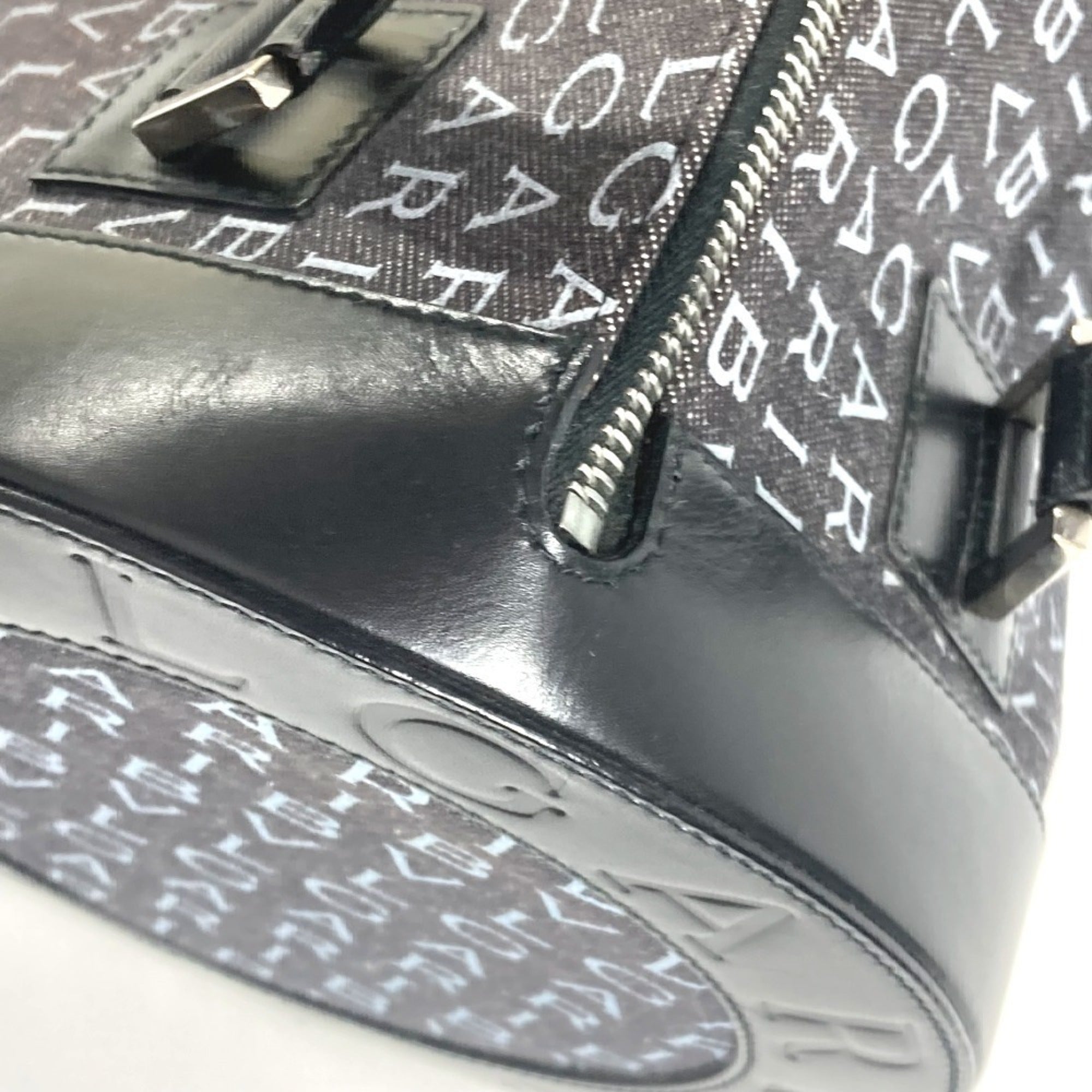 Bvlgari B.Zero1 Black Denim Leather Handbag Shoulder Bag (Pre-Owned)