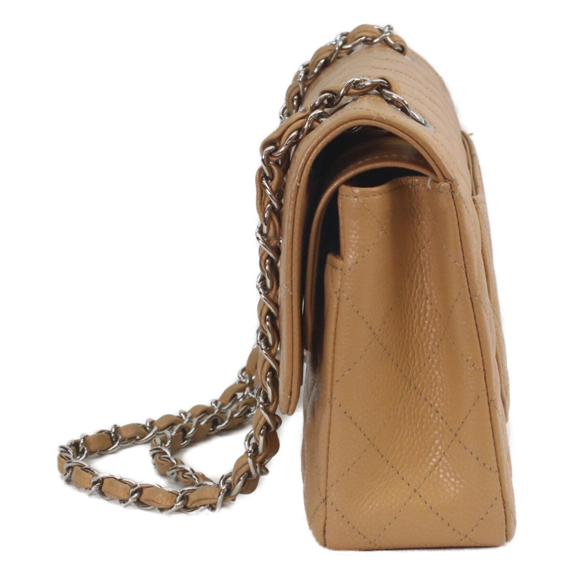 Chanel Beige Grained Calfskin Shoulder Bag (Pre-Owned)