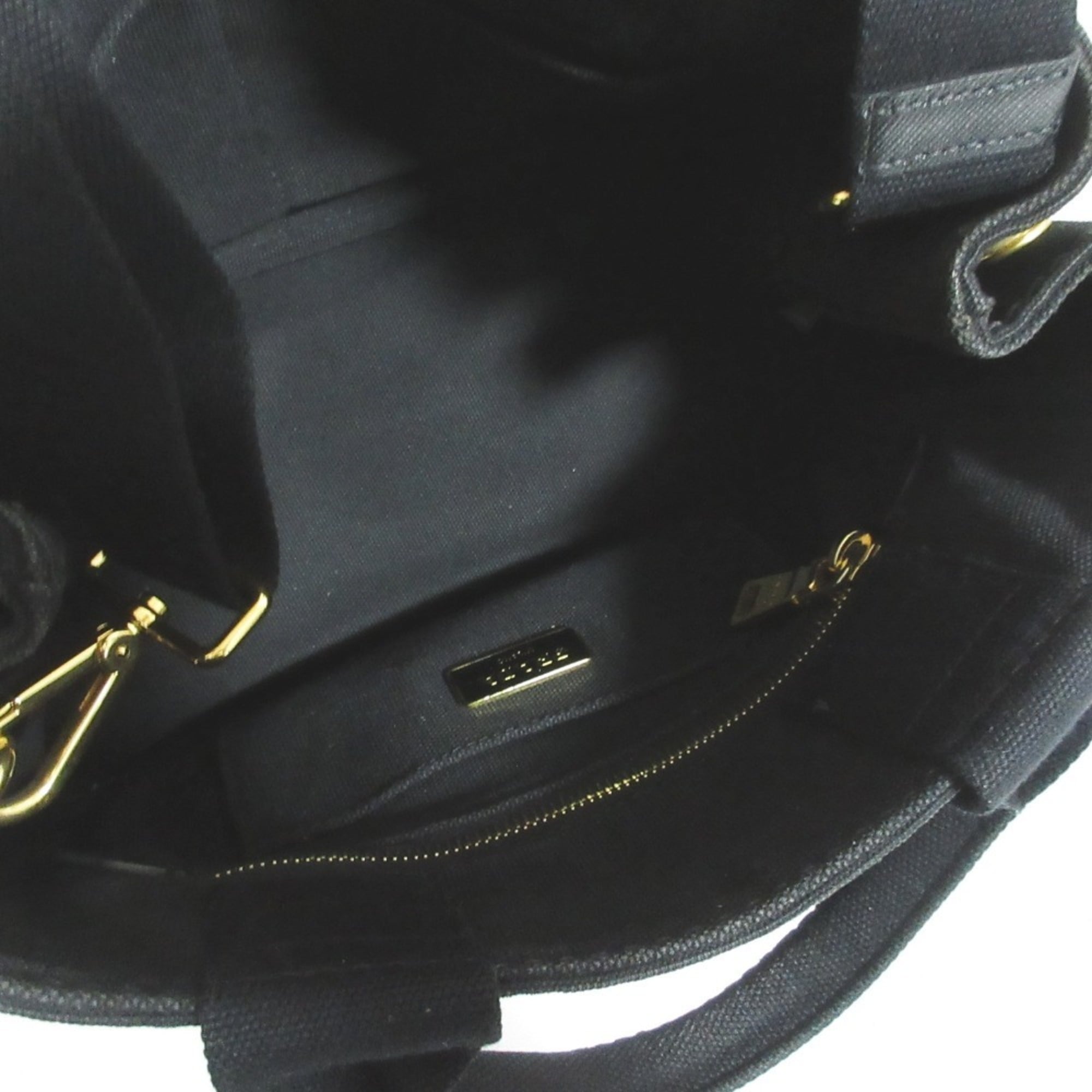 Prada Canapa Black Canvas Shoulder Bag Tote Bag (Pre-Owned)