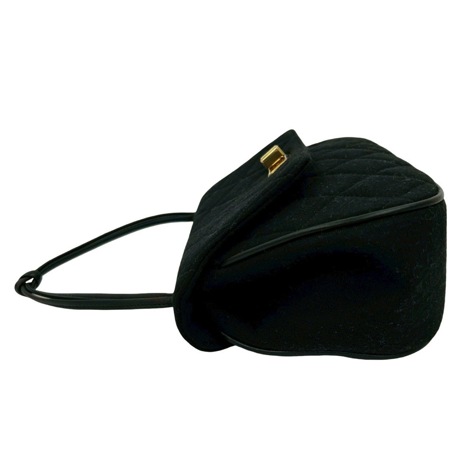 Chanel Black Cotton Leather Handbag (Pre-Owned)