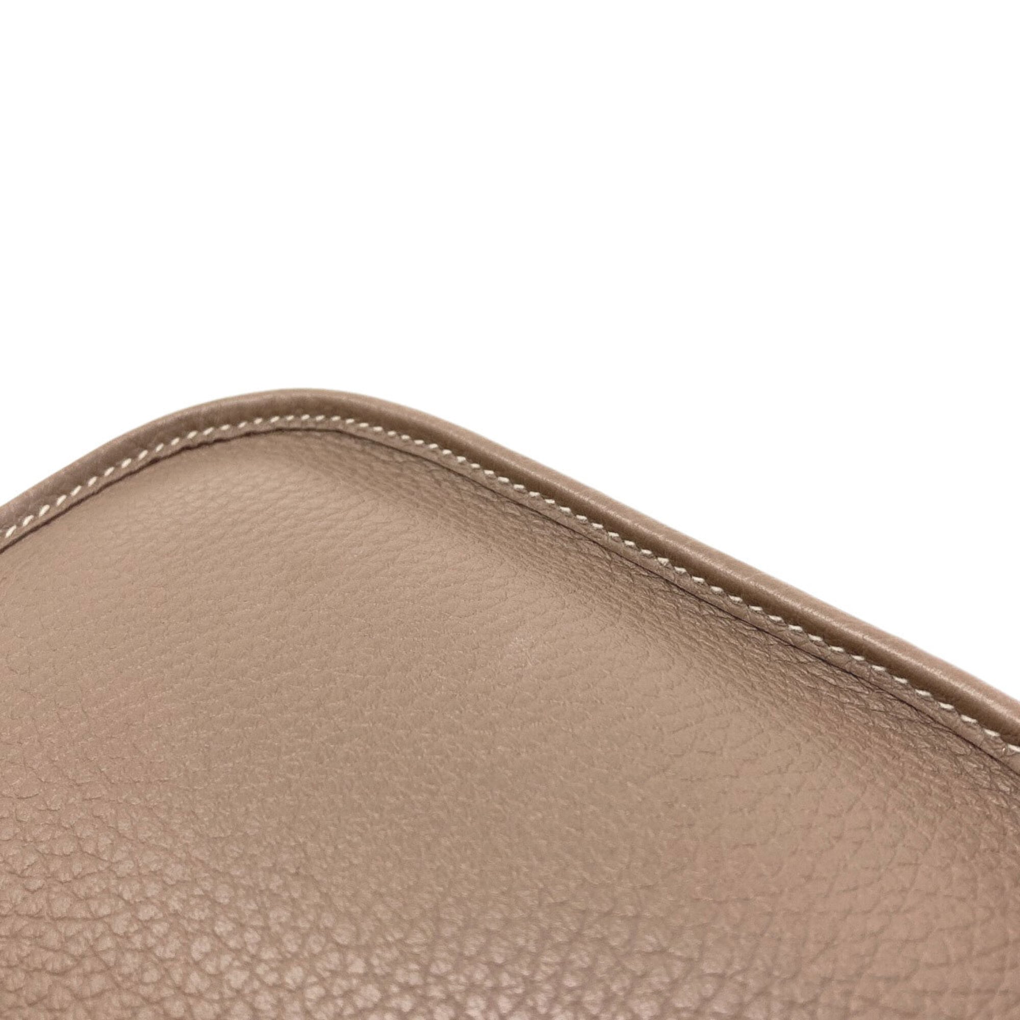 Hermes Etoupe Gray Taurillon Clemence Leather Shoulder Bag (Pre-Owned)
