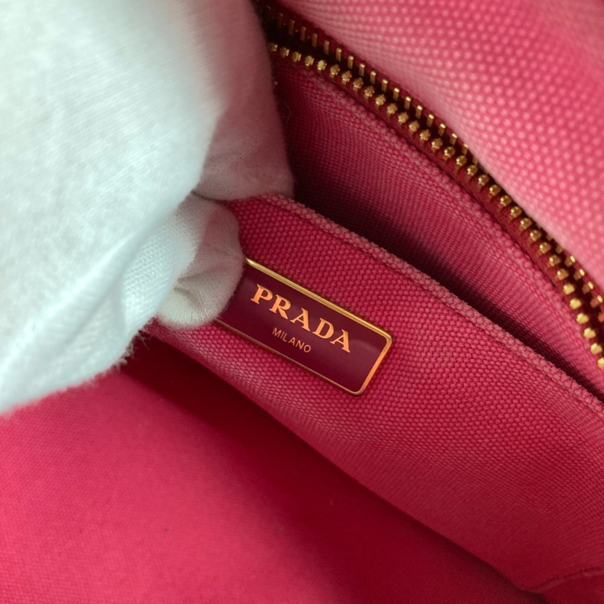 Prada Canapa Pink Canvas Handbag Shoulder Bag Tote Bag (Pre-Owned)