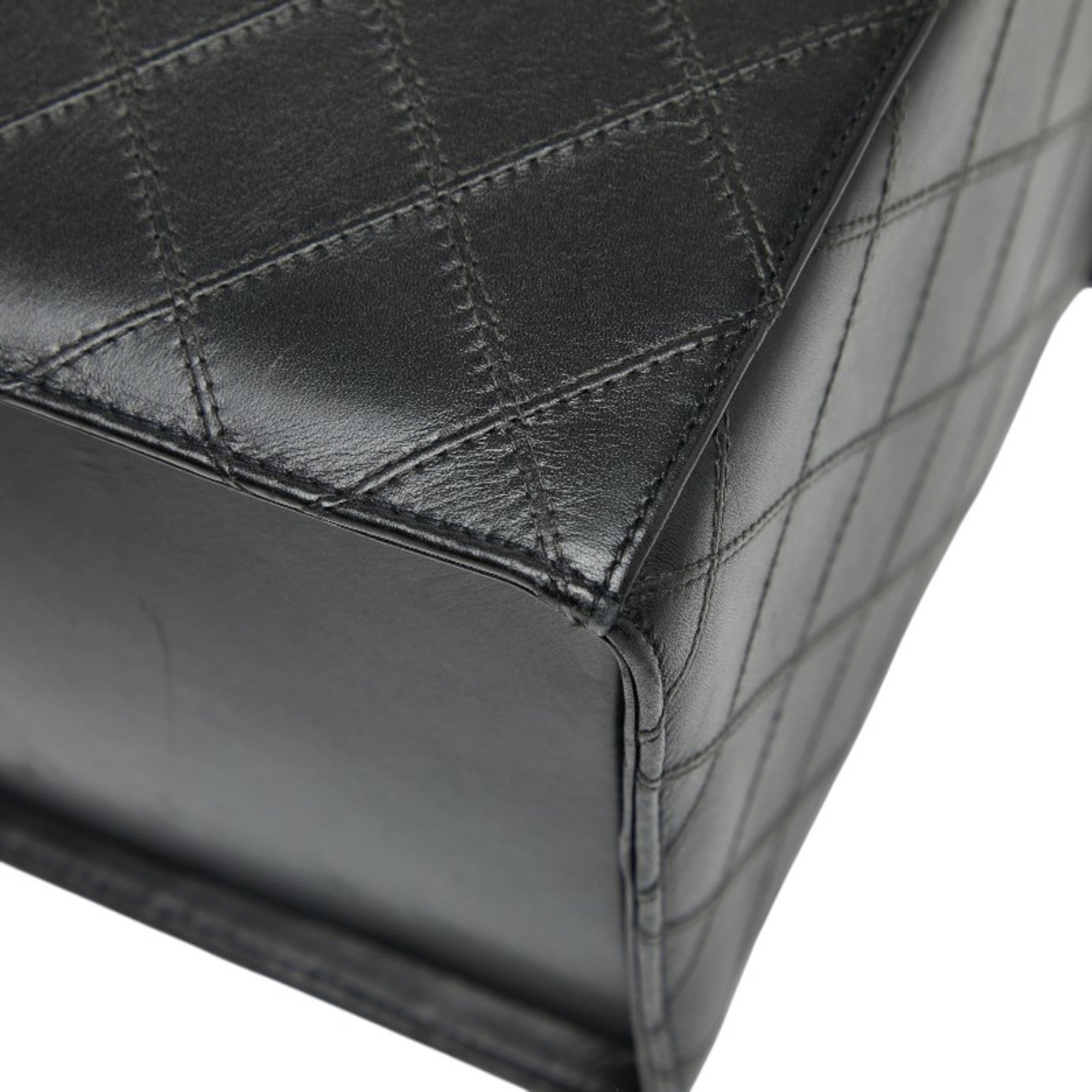 Chanel Bicolor Black Leather Shoulder Bag Vanity Bag (Pre-Owned)