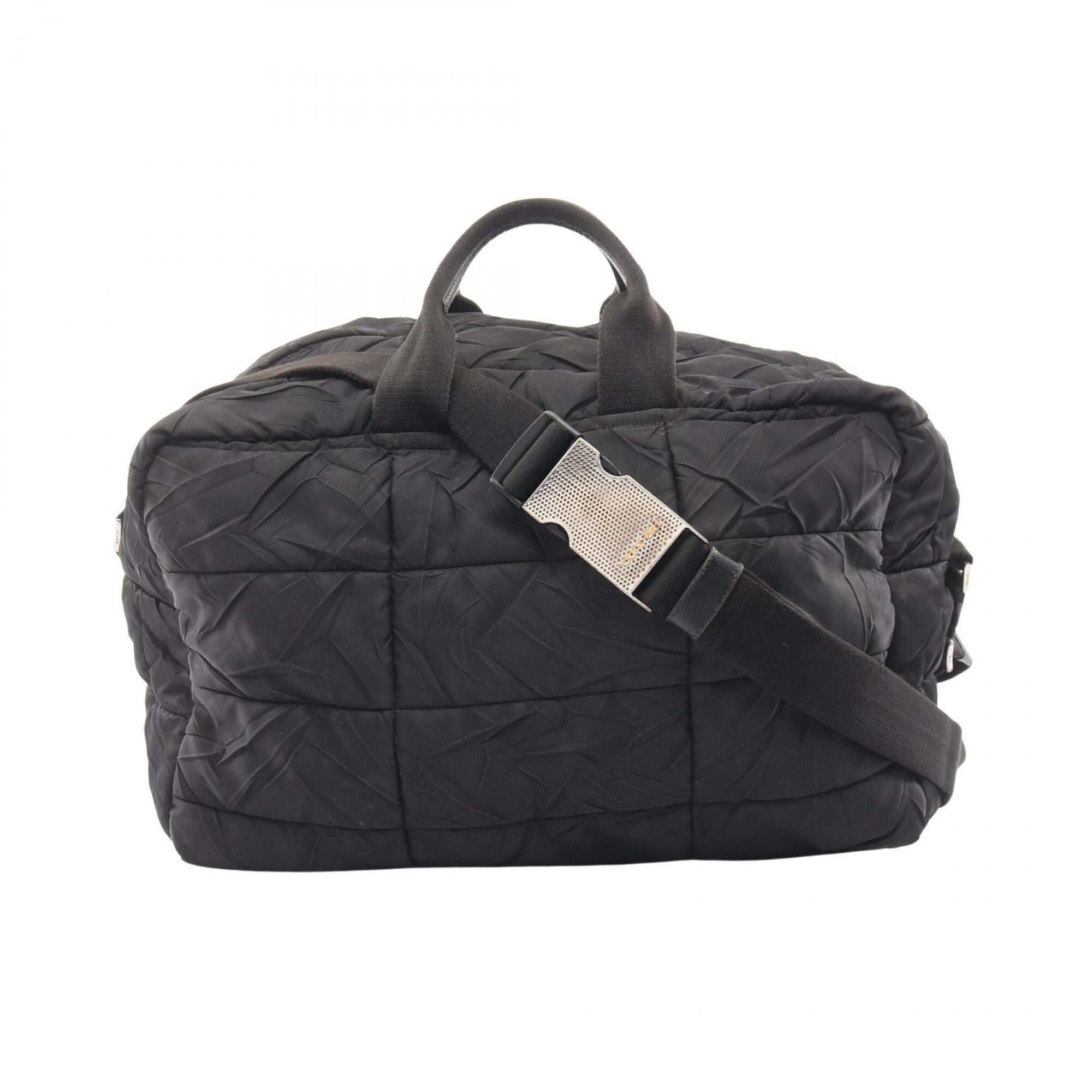 Prada Black Nylon Boston Bag Handbag (Pre-Owned)