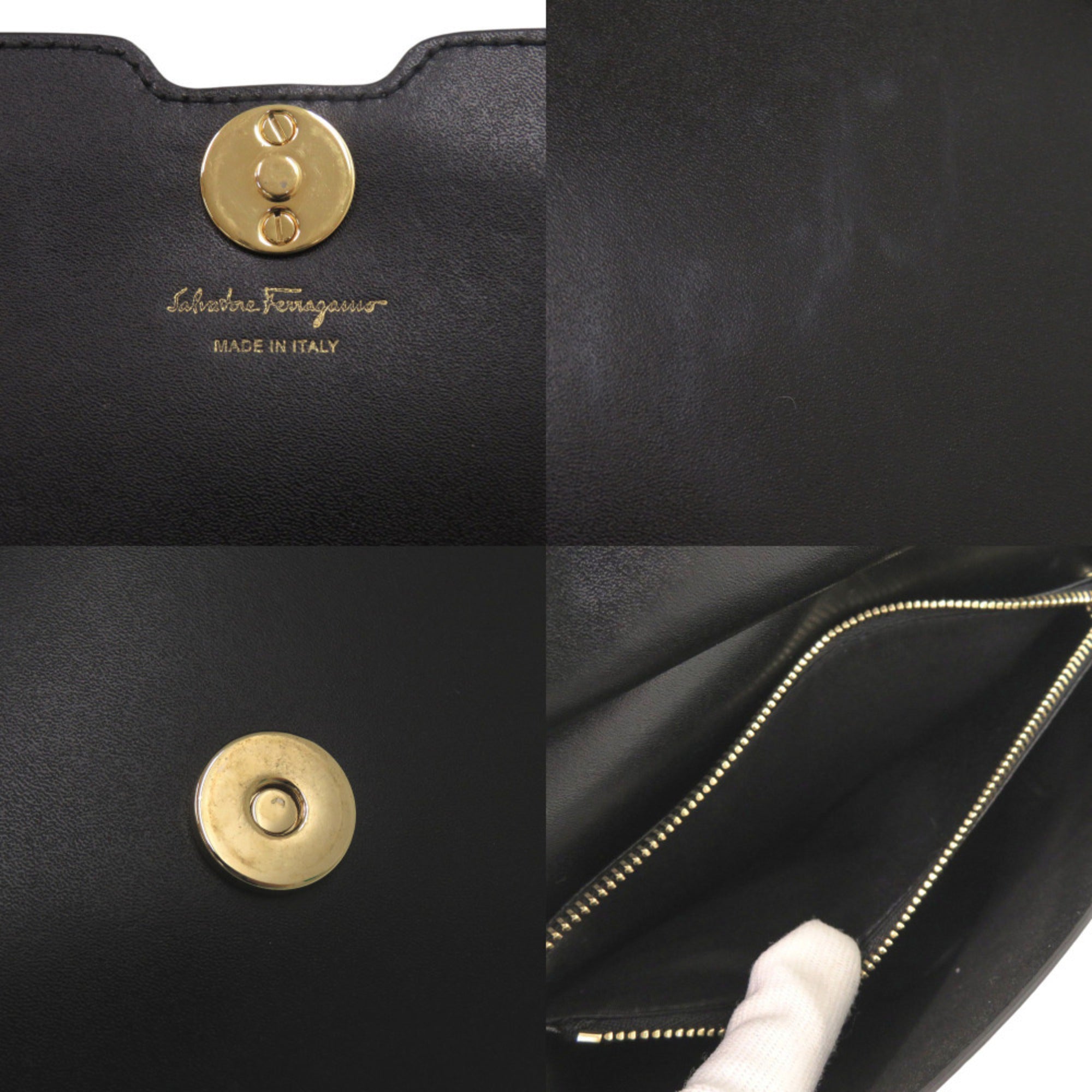 Salvatore Ferragamo Black Leather Shoulder Bag (Pre-Owned)