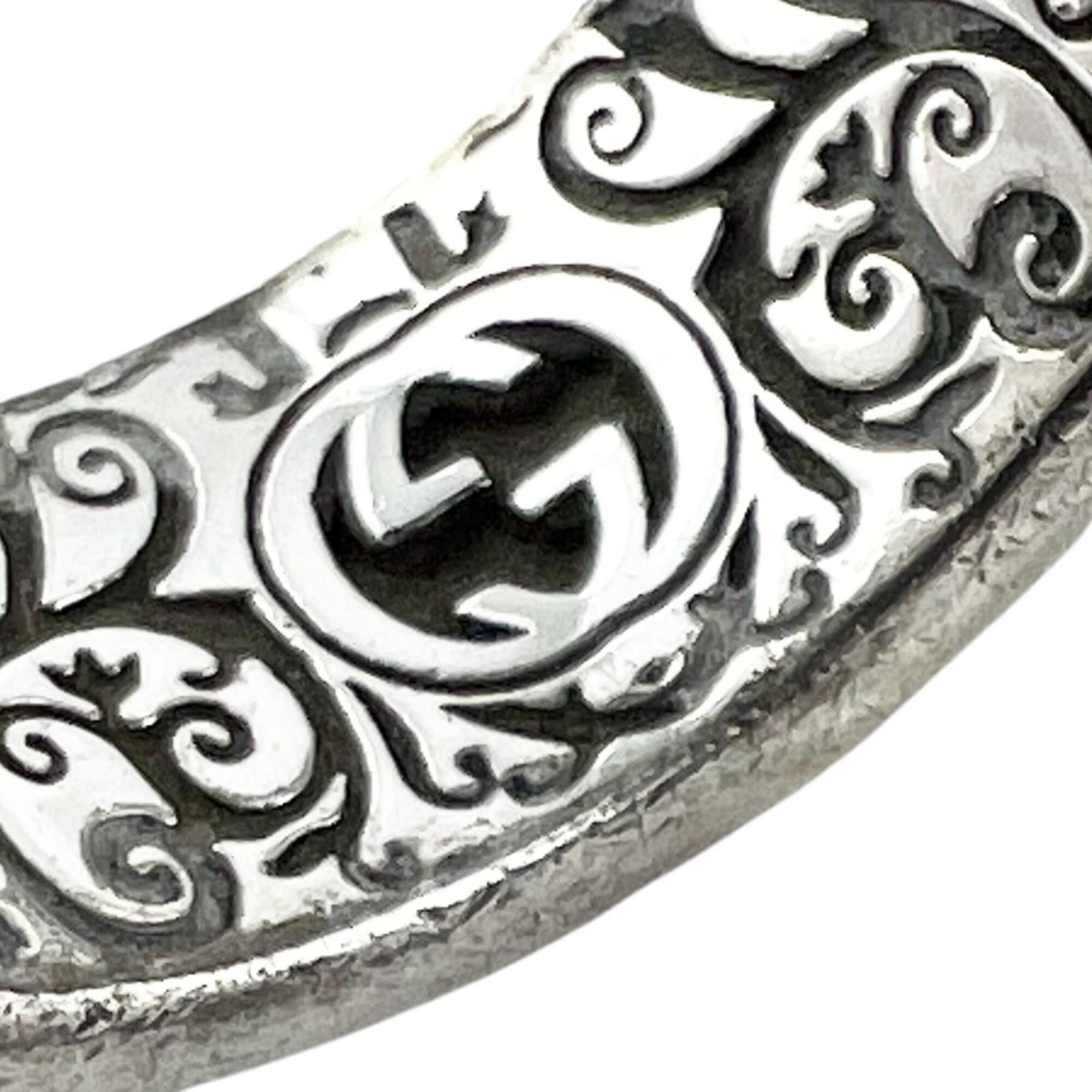 Gucci Silver Blue Enamel Sterling Silver Band Ring (Pre-Owned)