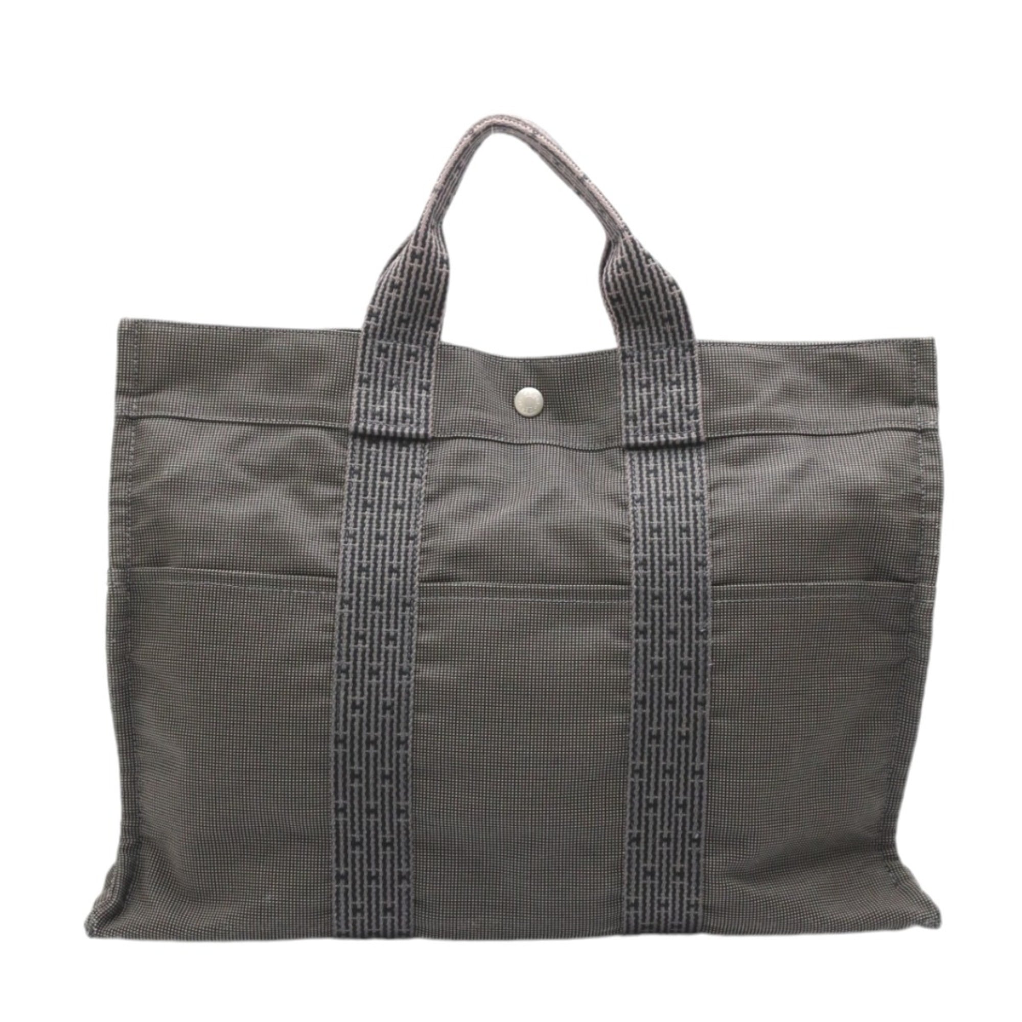 Hermes Her Line Gray Canvas Tote Bag (Pre-Owned)