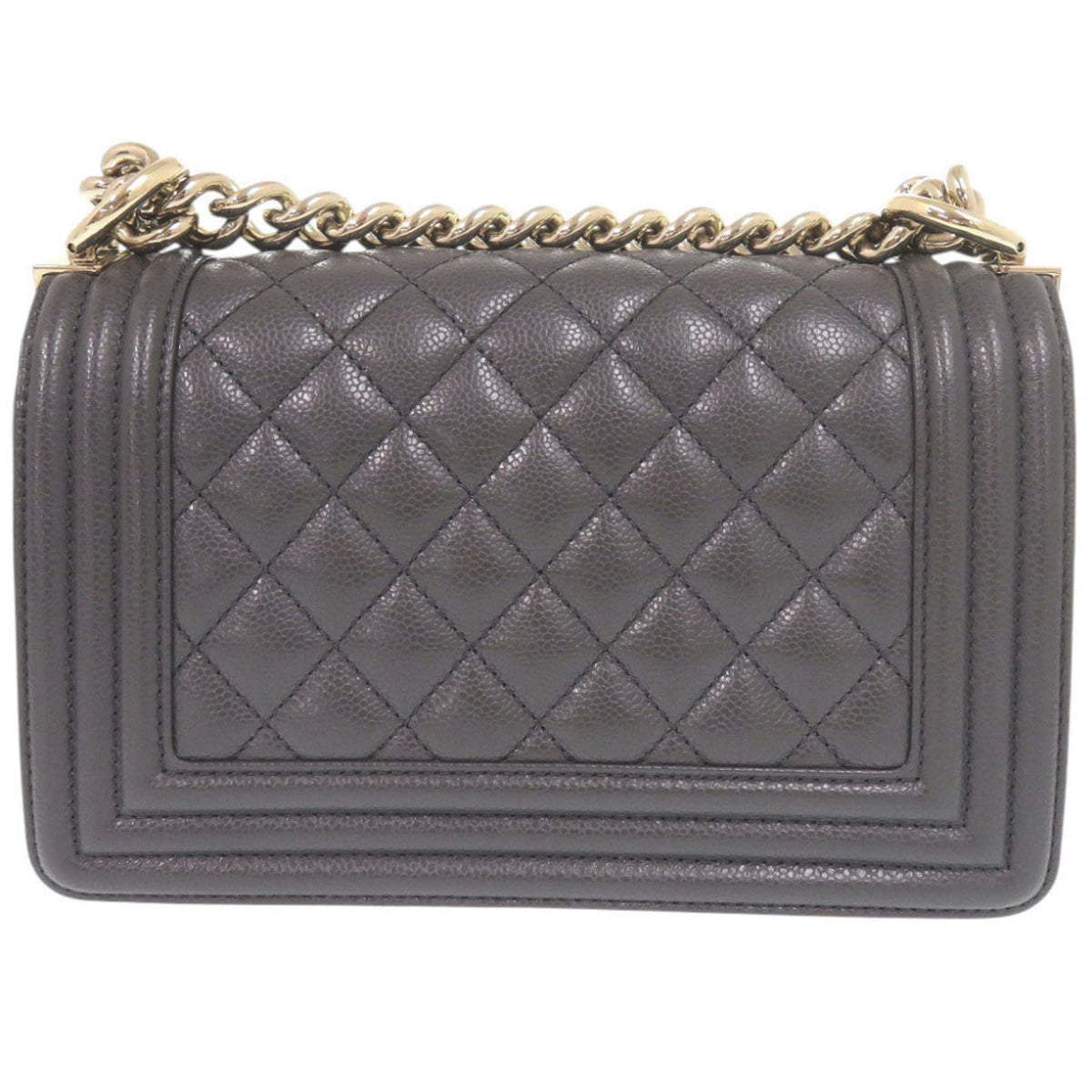 Chanel Gray Grained Calfskin Shoulder Bag (Pre-Owned)
