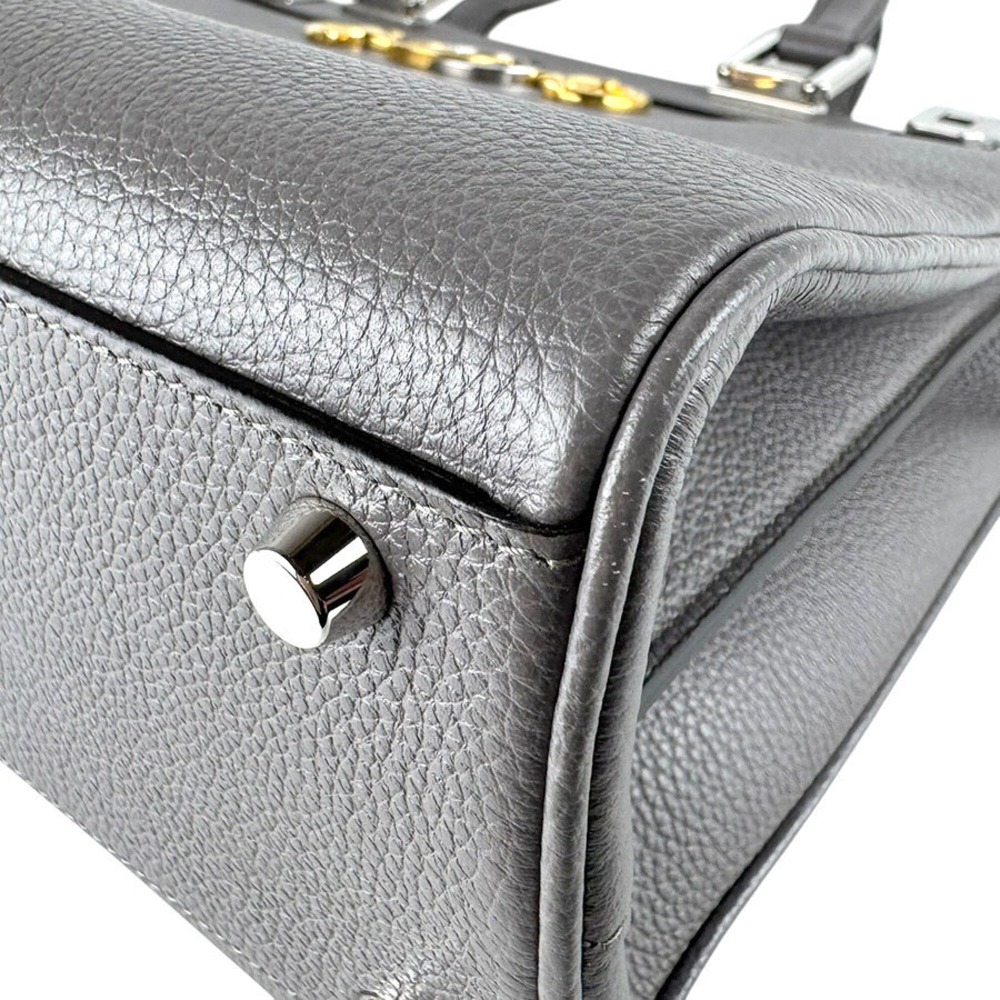 Gucci Gray Leather Handbag Shoulder Bag (Pre-Owned)