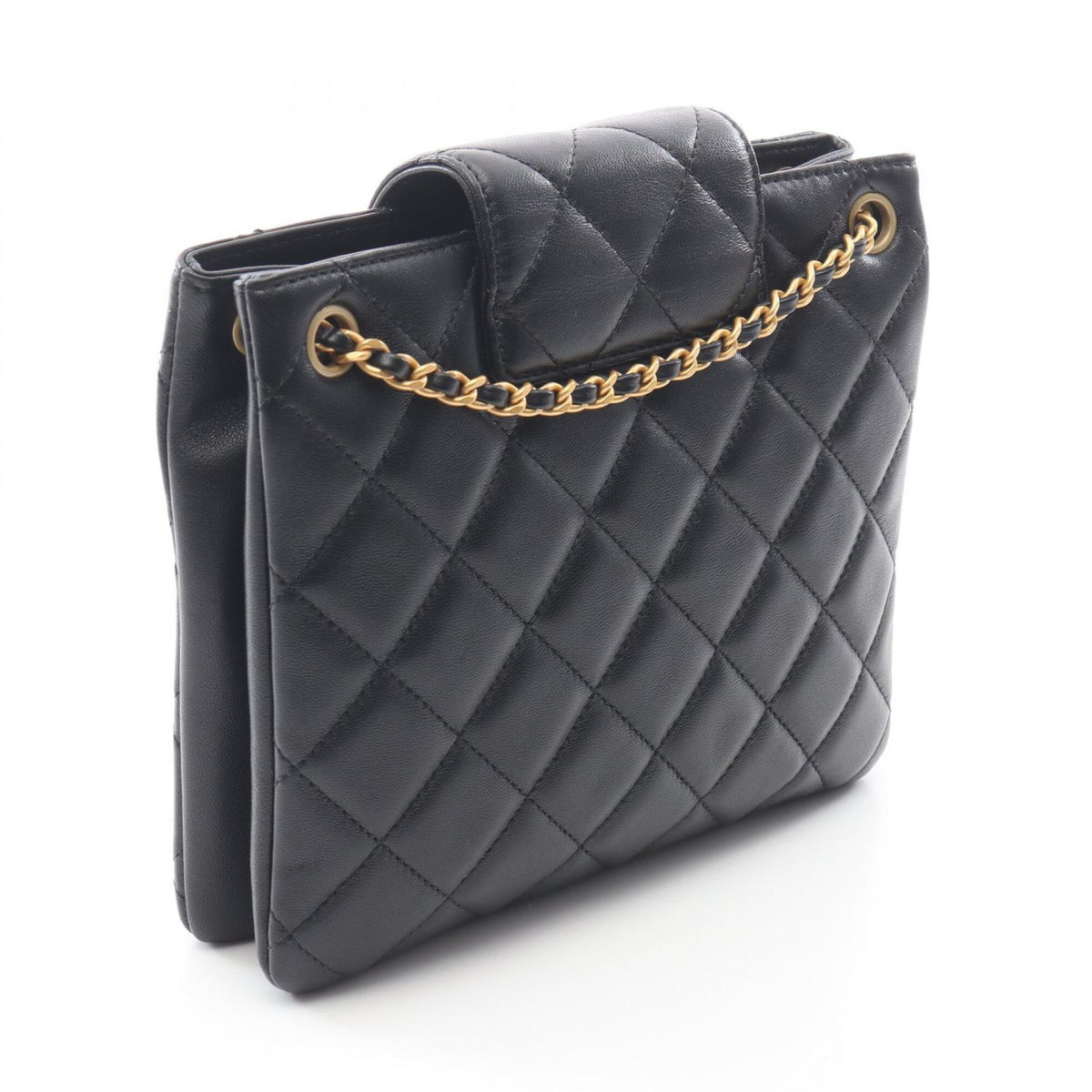 Chanel Matelasse Black Leather Handbag Shoulder Bag (Pre-Owned)