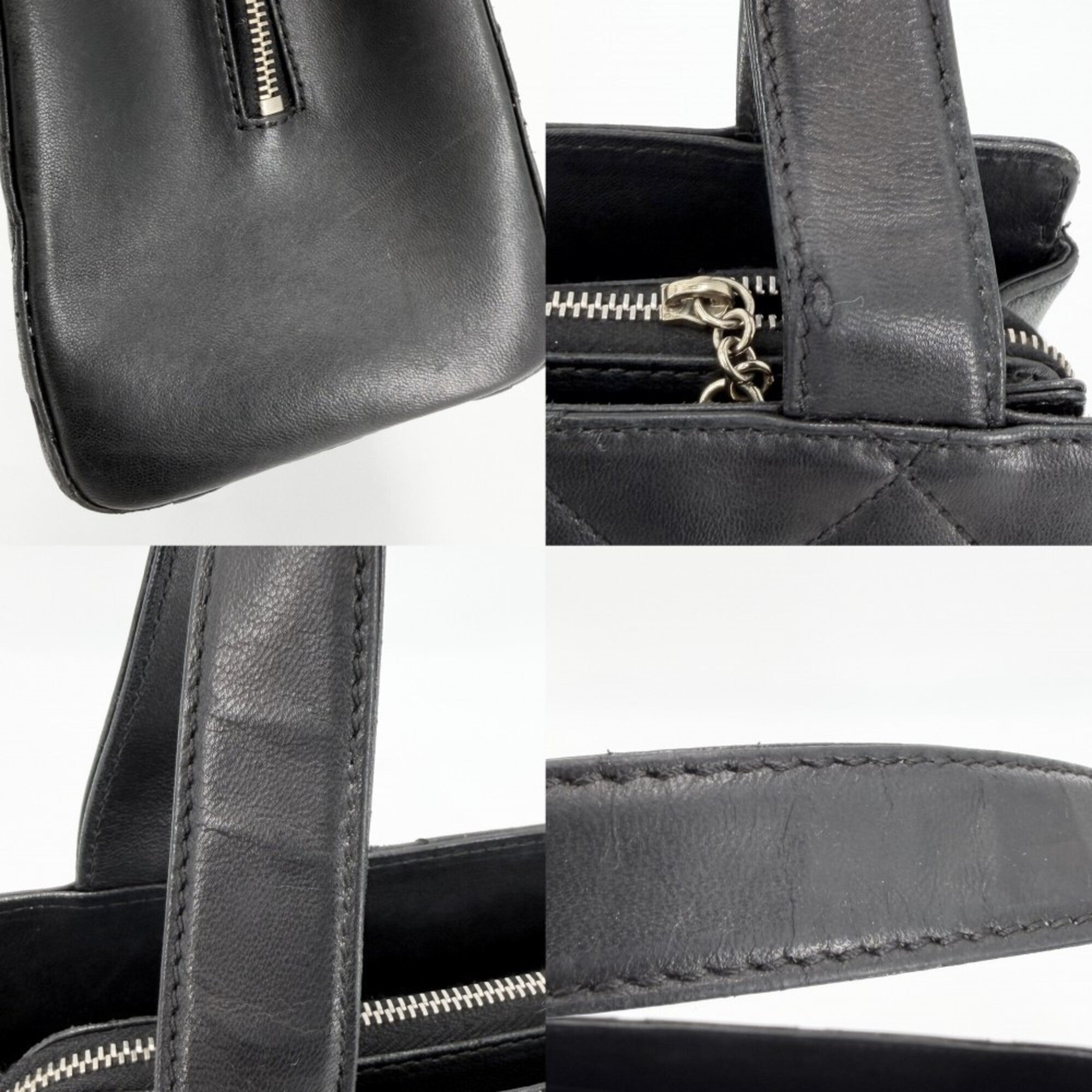 Chanel Matelasse Black Leather Handbag Tote Bag (Pre-Owned)