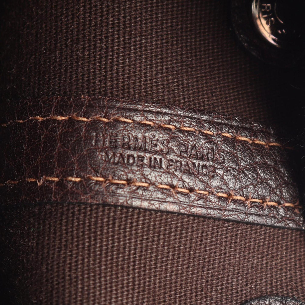 Hermes Brown Ebene Canvas Toile Officier Buffalo Leather Leather Handbag Tote Bag (Pre-Owned)