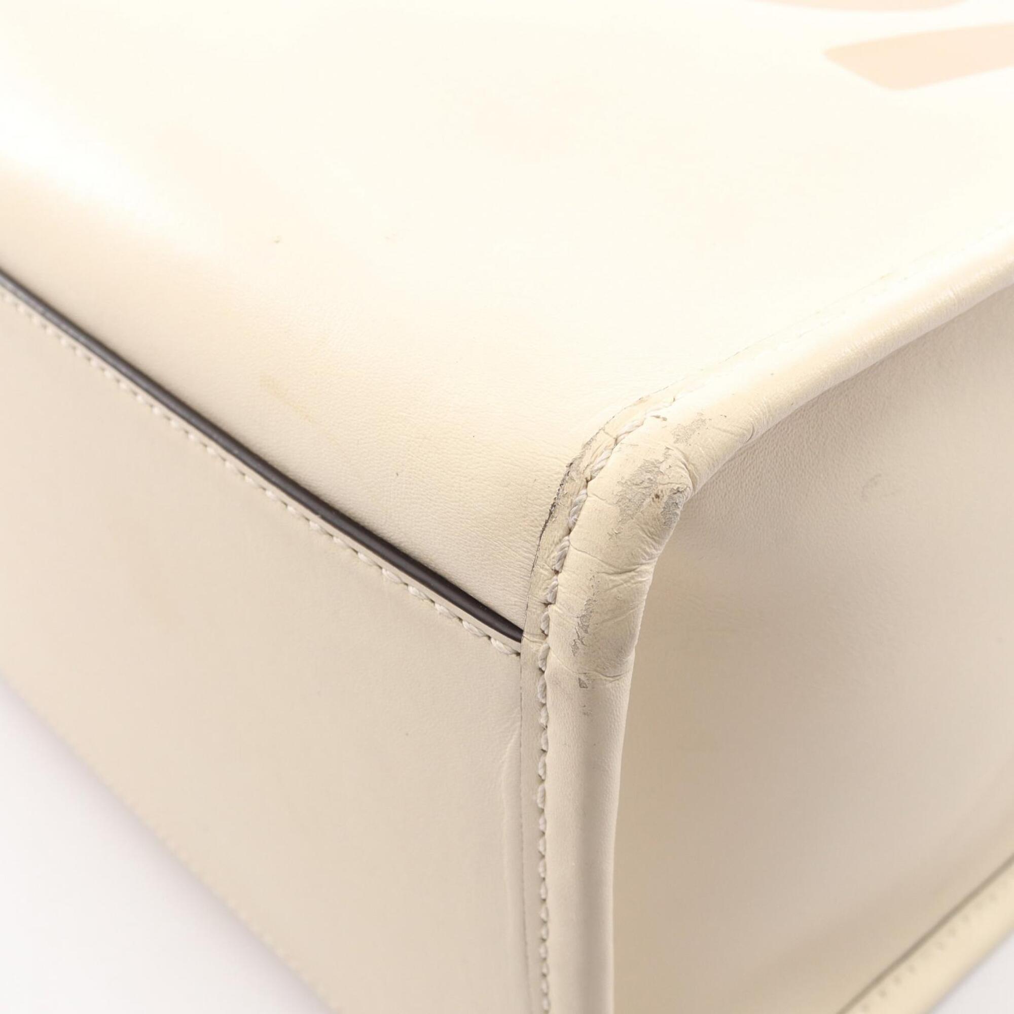 Fendi Gray Ivory Leather Handbag Tote Bag (Pre-Owned)