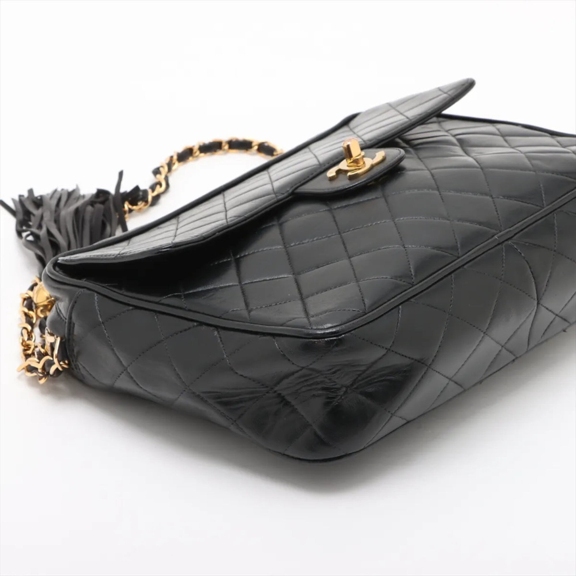 Chanel Black Leather Shoulder Bag Tote Bag (Pre-Owned)